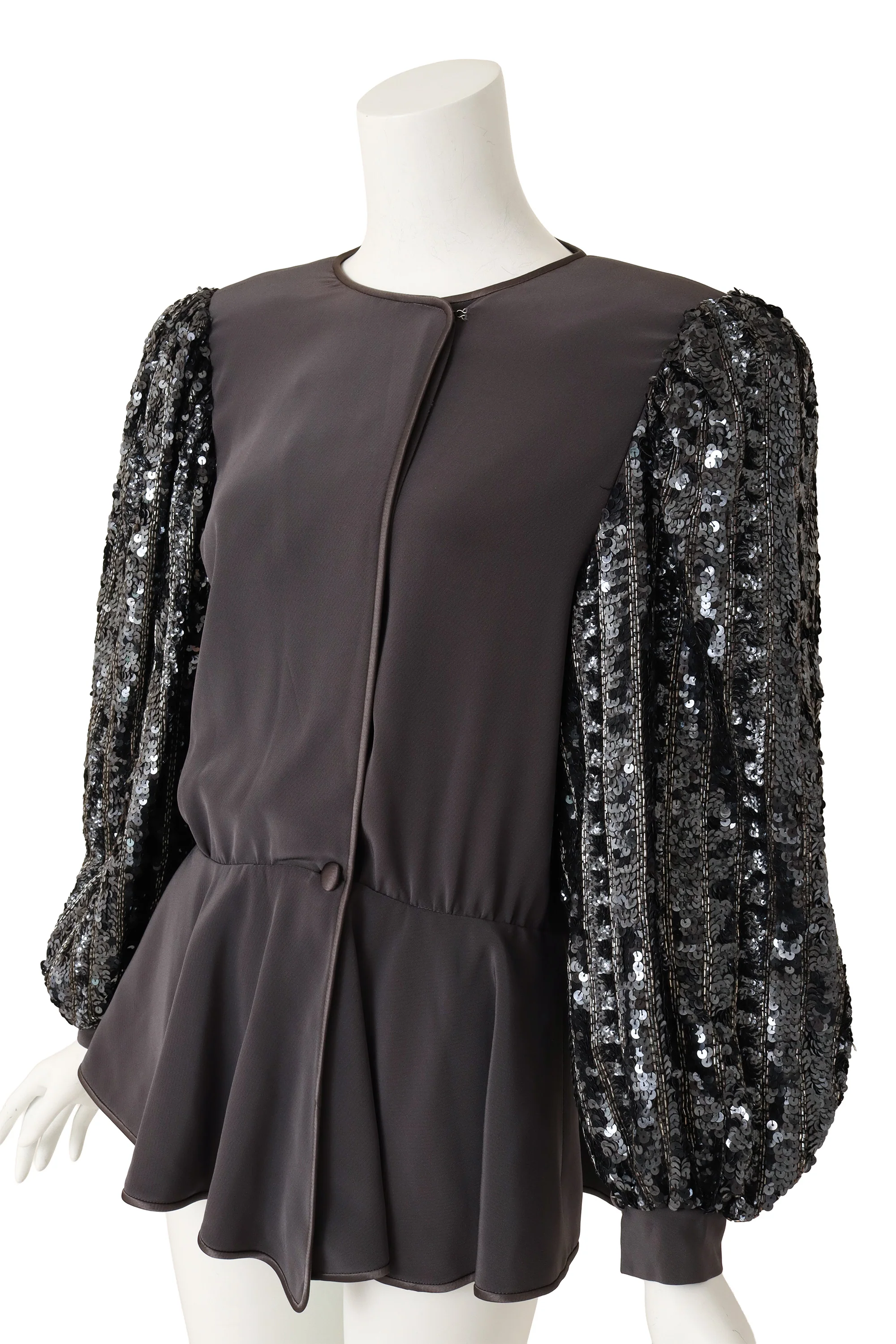 Sequin Balloon Sleeve Peplum Jacket - Image 2