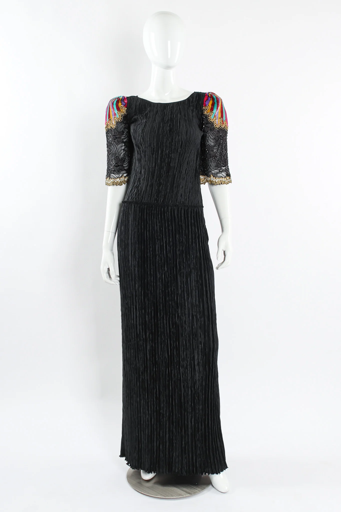 Sequin Beaded Plissé Dress