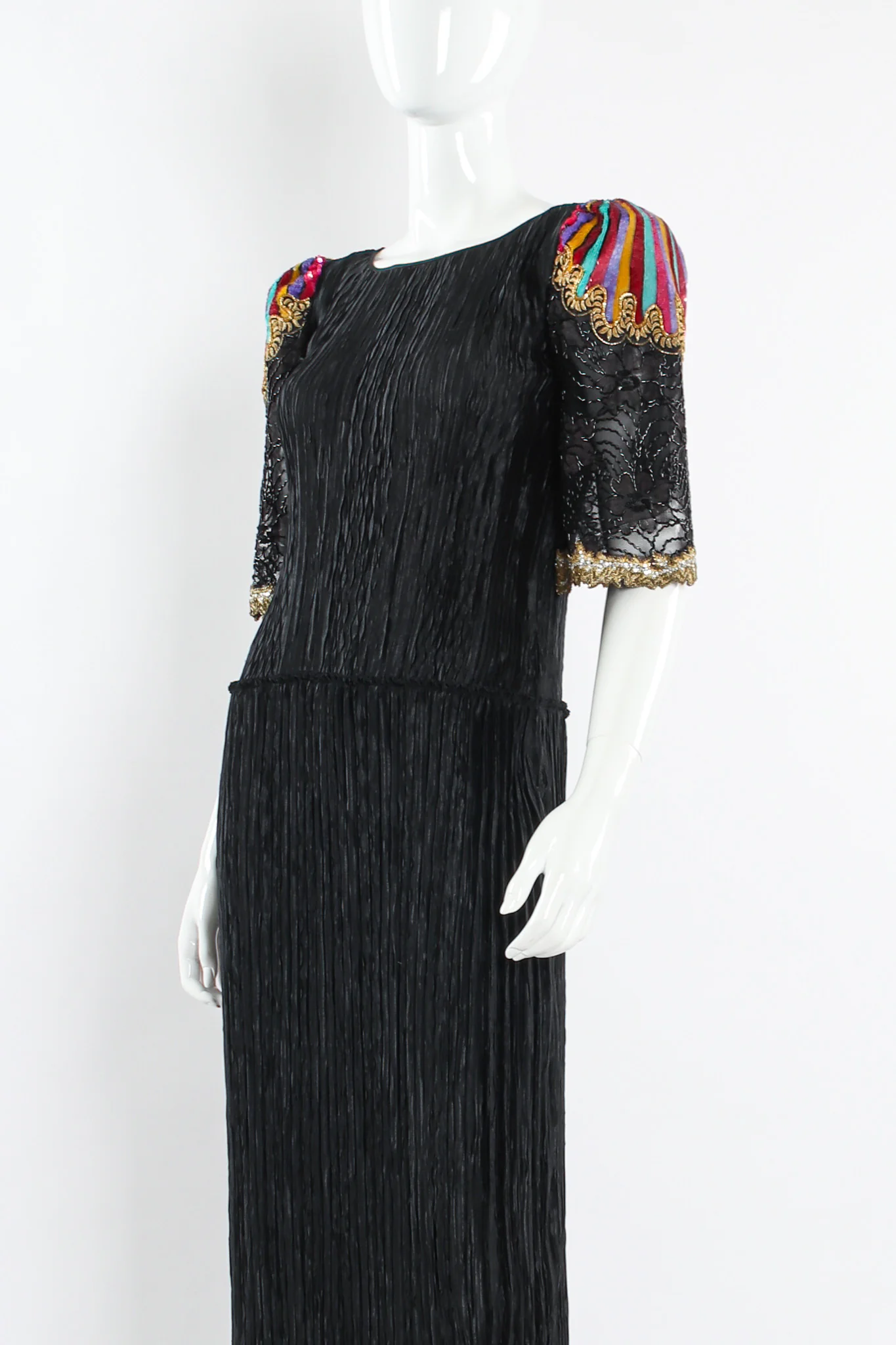 Sequin Beaded Plissé Dress - Image 4