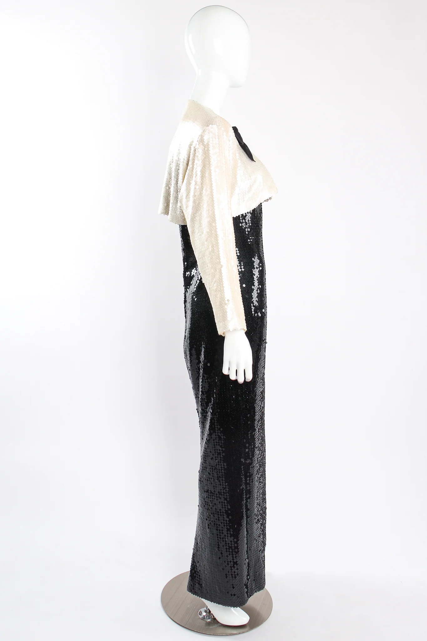 Sequin Black Tie Sheath Gown & Bolero Set - Image 13