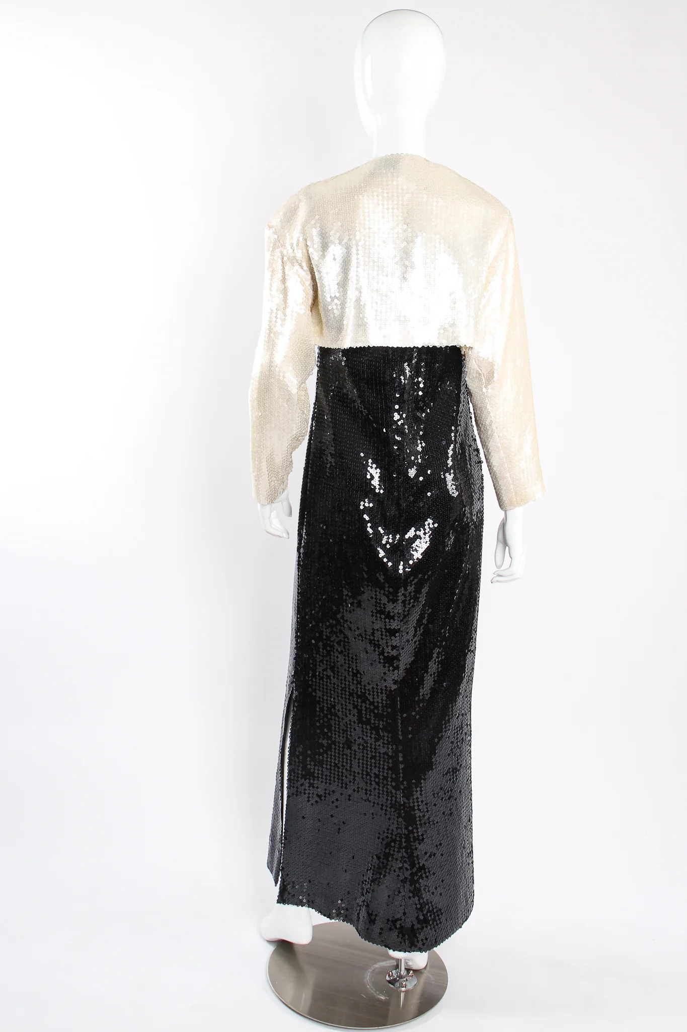 Sequin Black Tie Sheath Gown & Bolero Set - Image 14