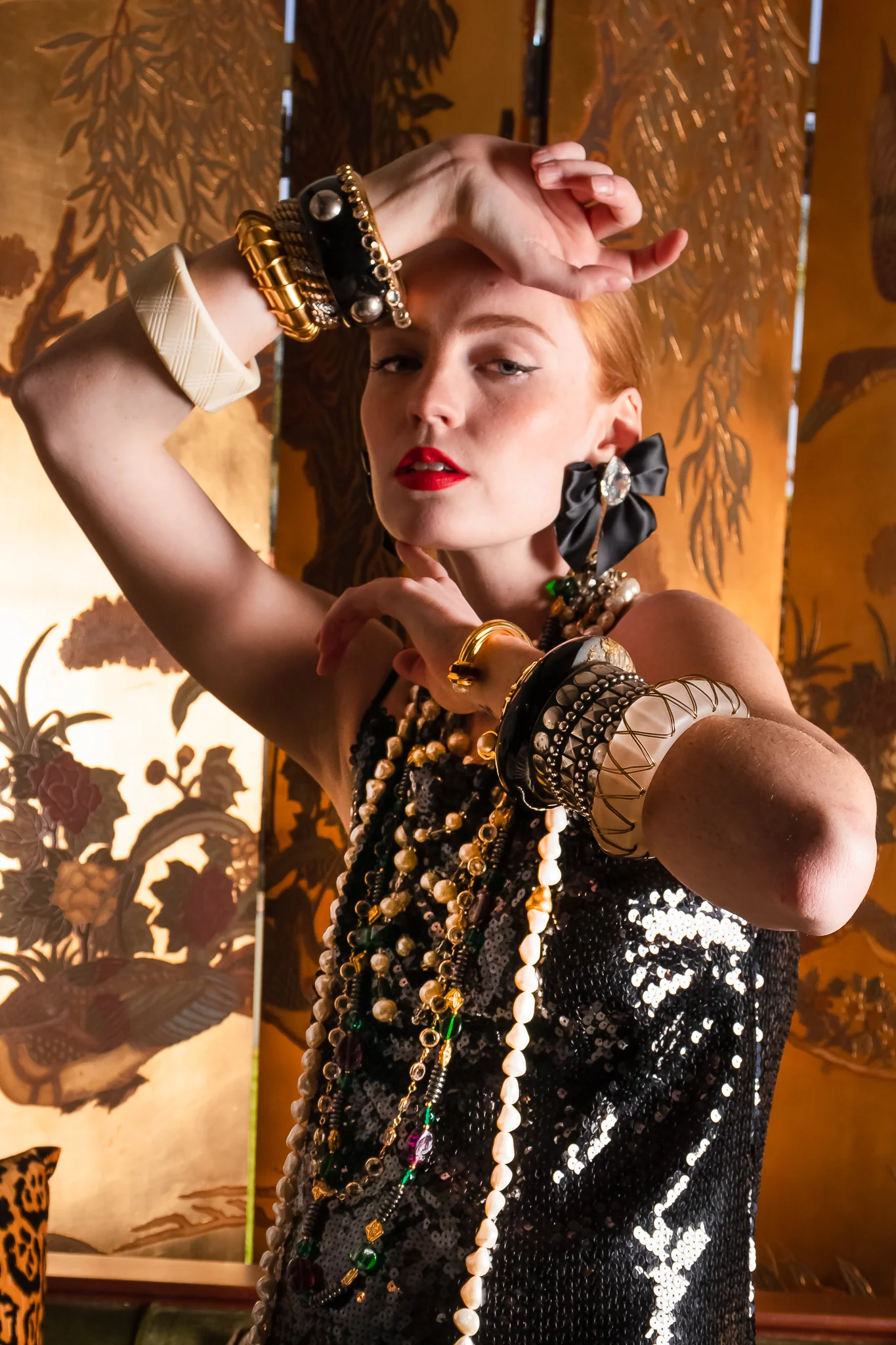 Sequin Black Tie Sheath Gown & Bolero Set - Image 9