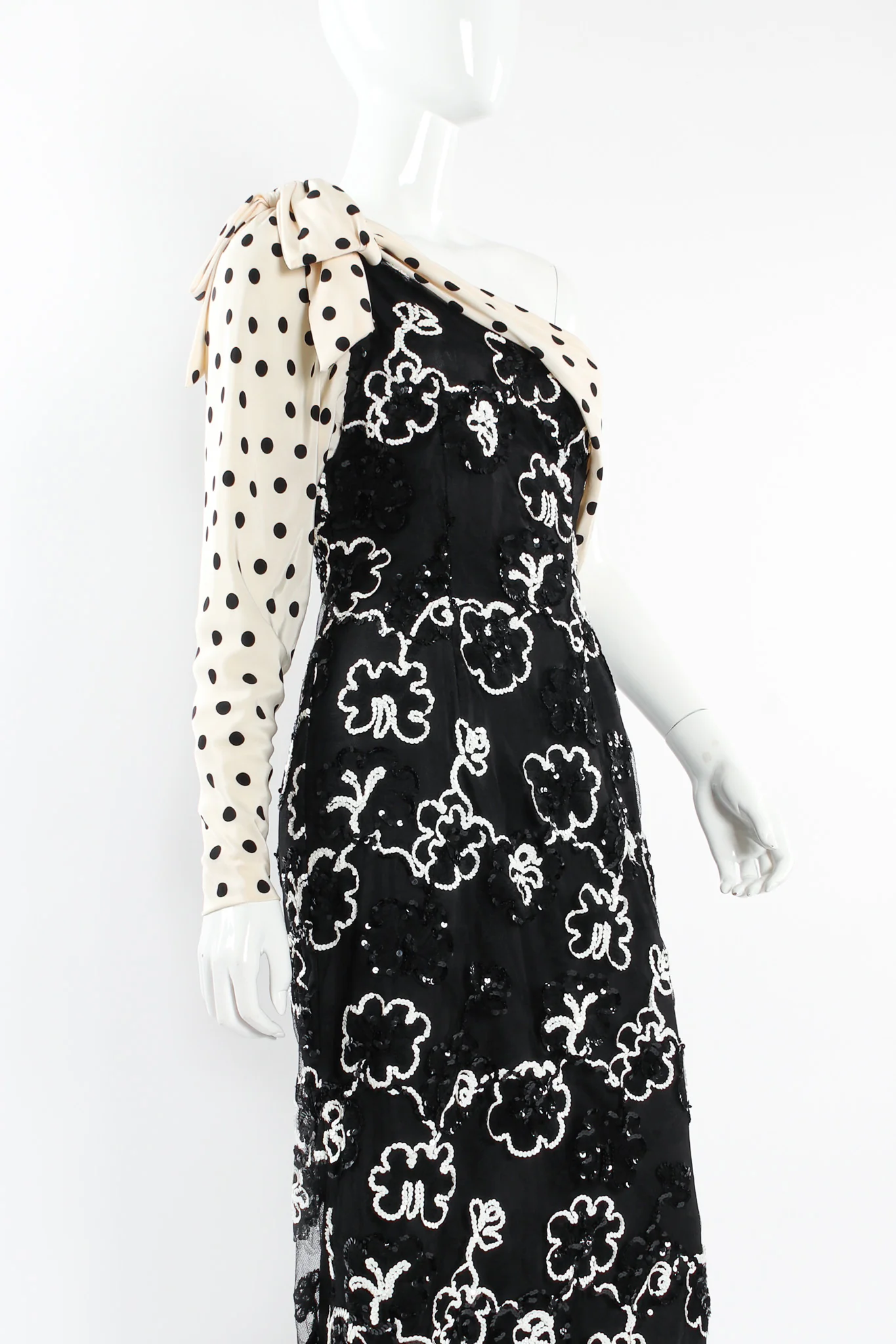Sequin Floral Lace Polka Dot Dress - Image 5