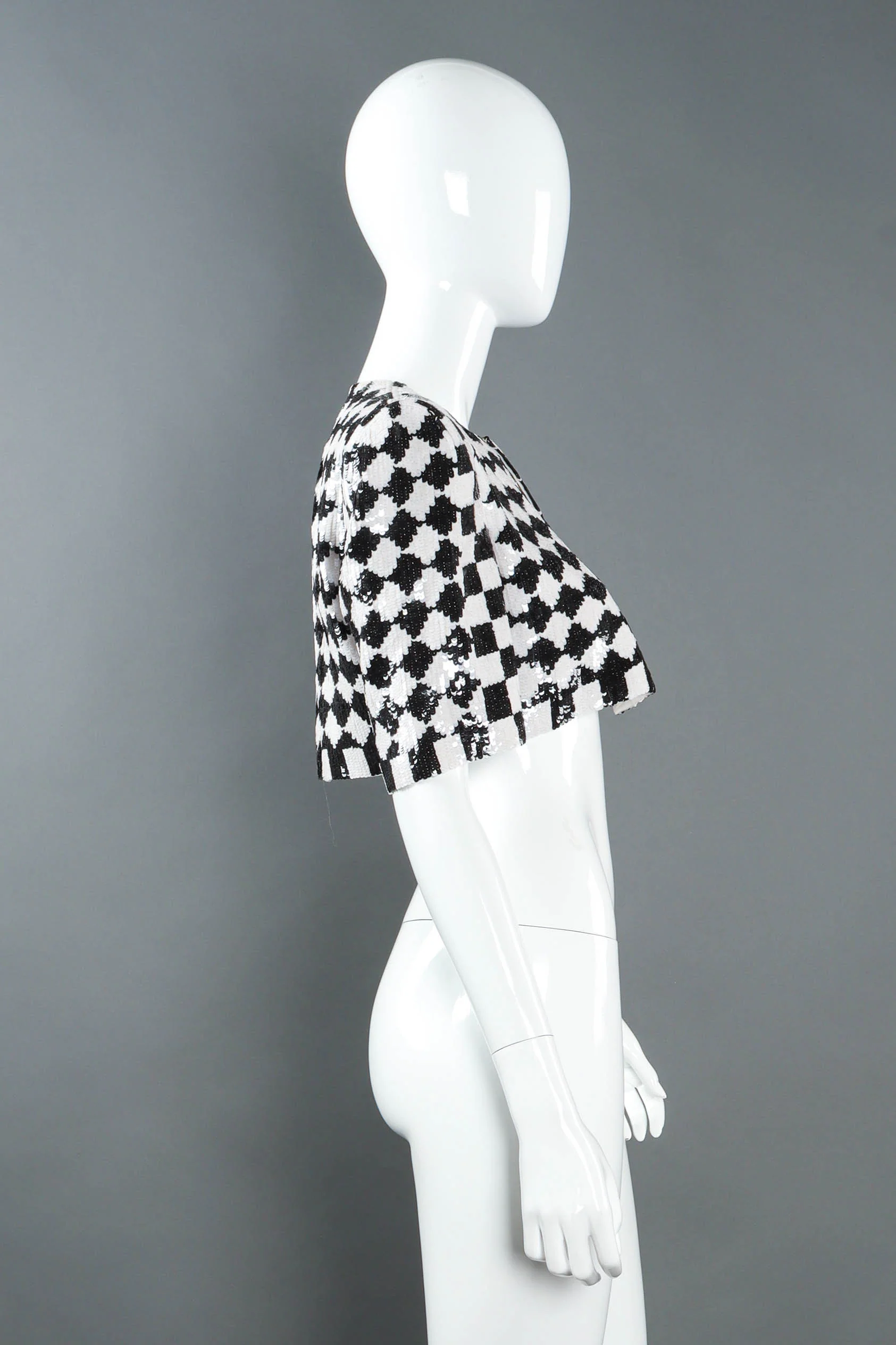 1980s Sequin Checker Print Bolero - Image 3