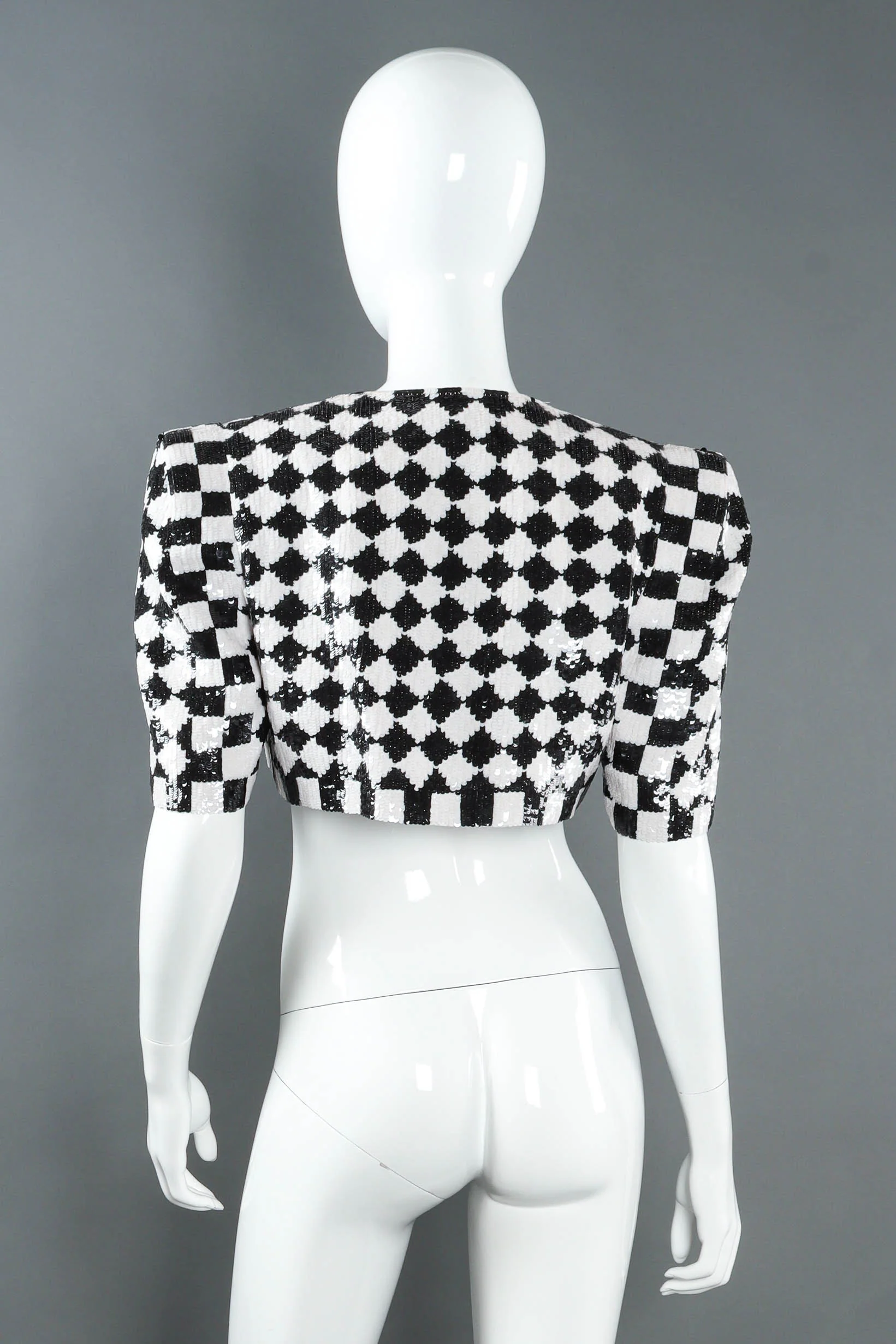 1980s Sequin Checker Print Bolero - Image 4