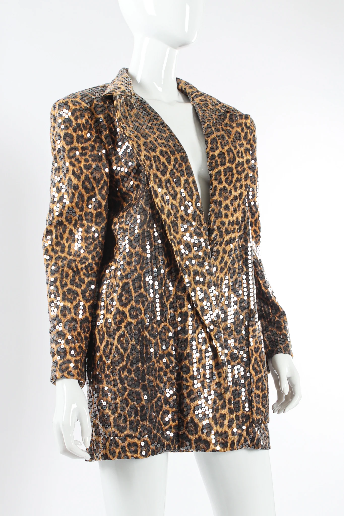 Sequin Leopard Print Blazer - Image 2