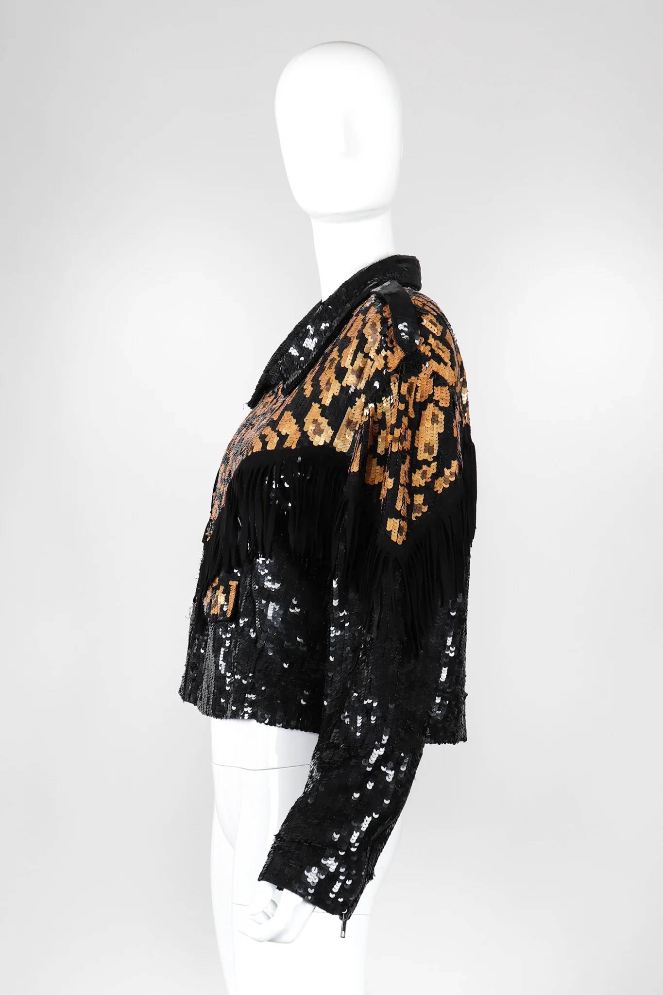 Sequined Fringe Moto Jacket - Image 4