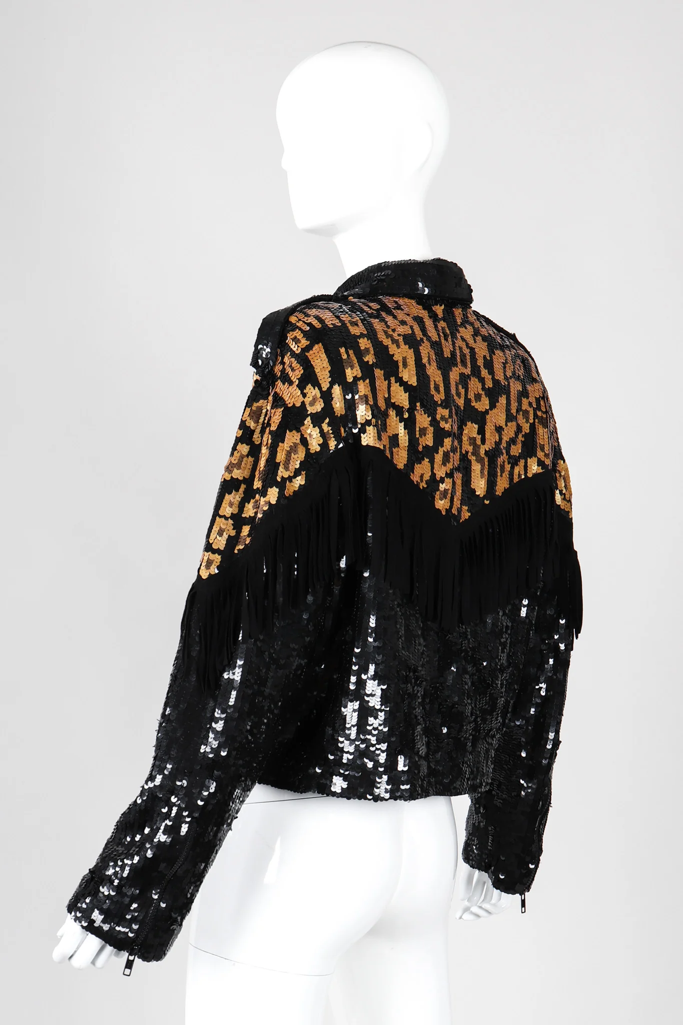 Sequined Fringe Moto Jacket - Image 5