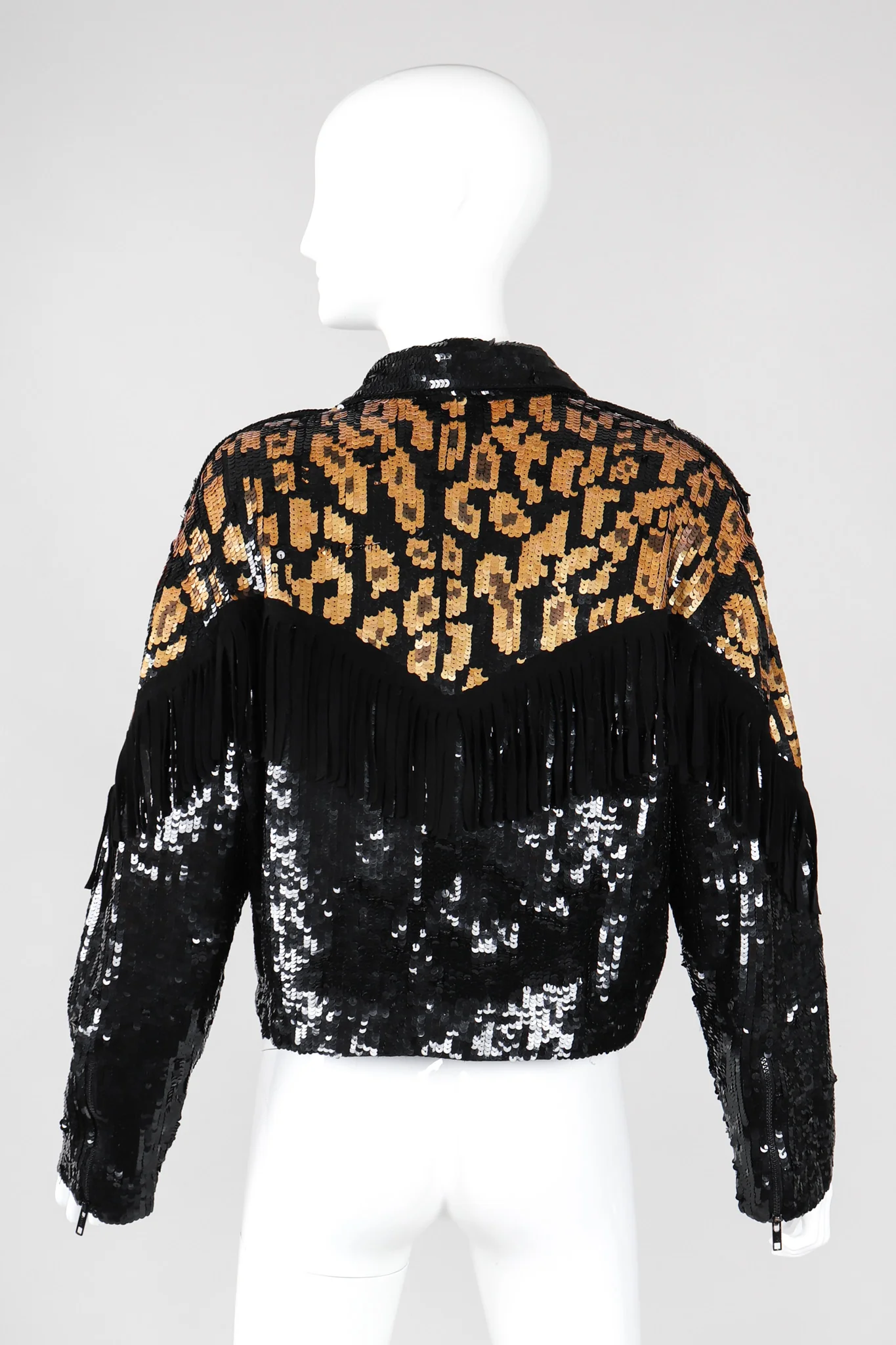 Sequined Fringe Moto Jacket - Image 6