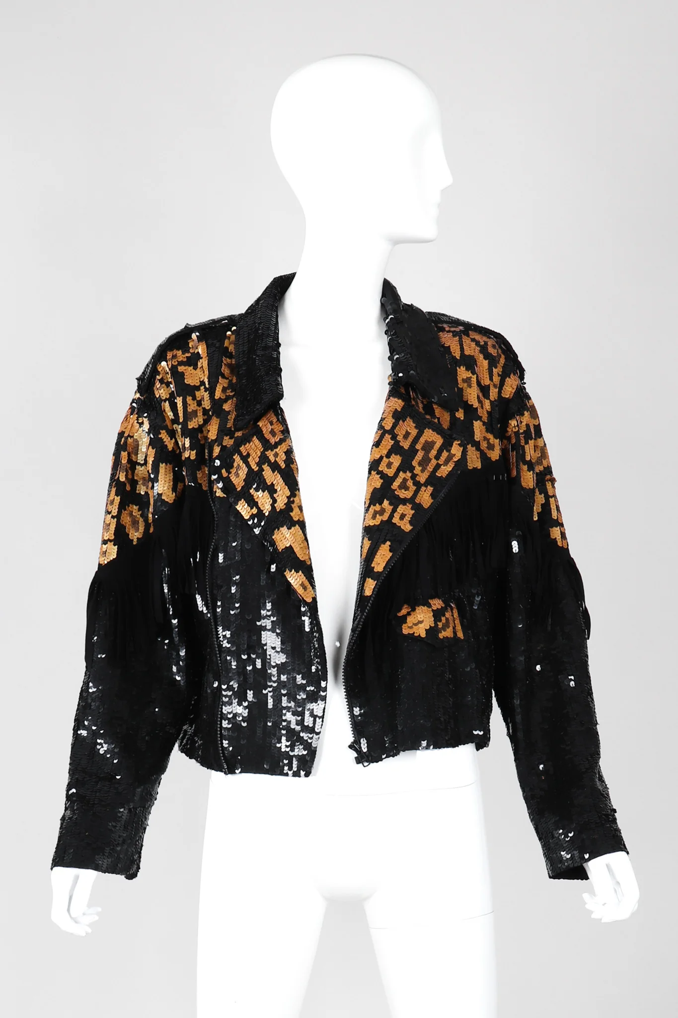 Sequined Fringe Moto Jacket - Image 7