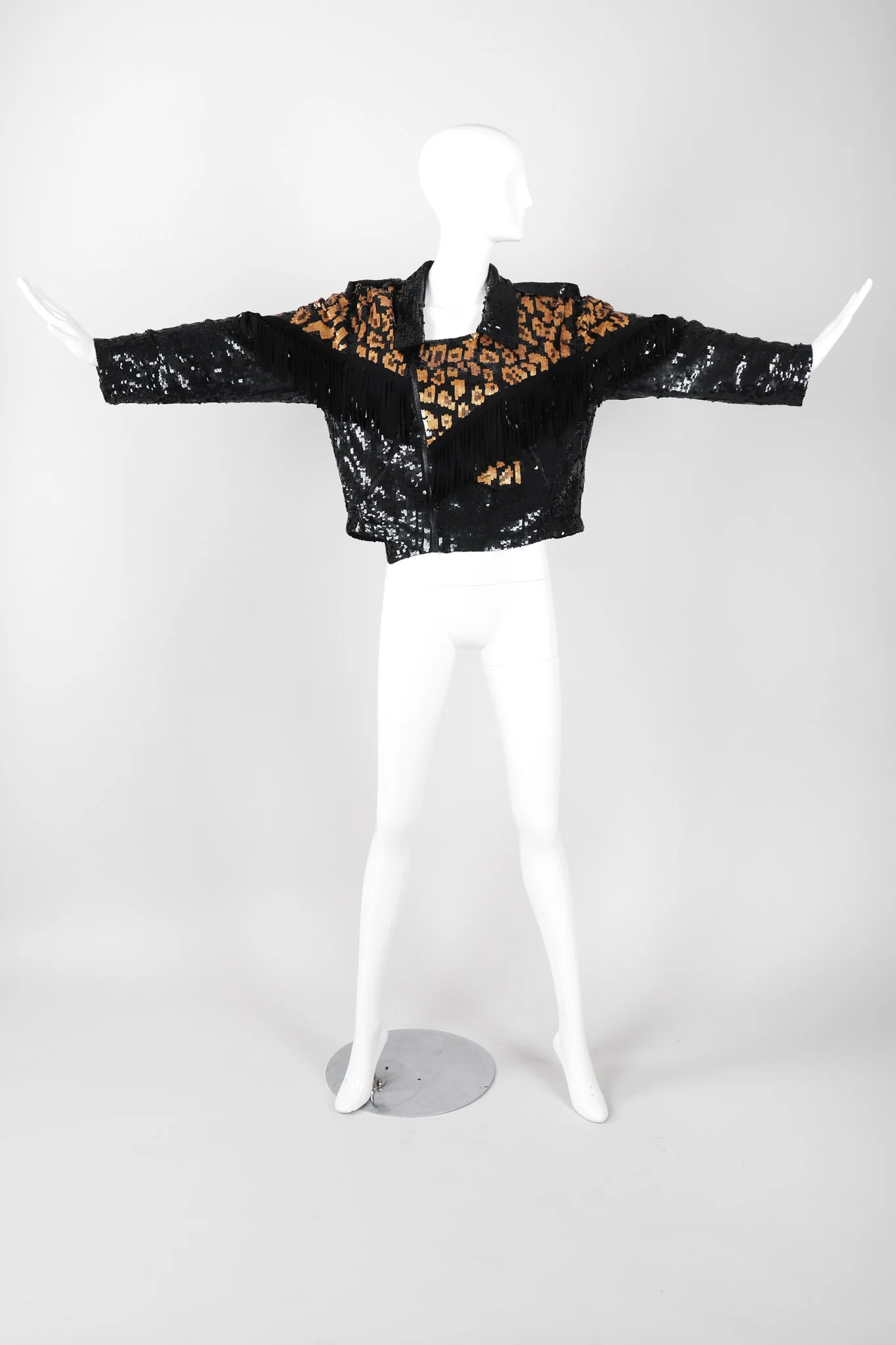 Sequined Fringe Moto Jacket - Image 8