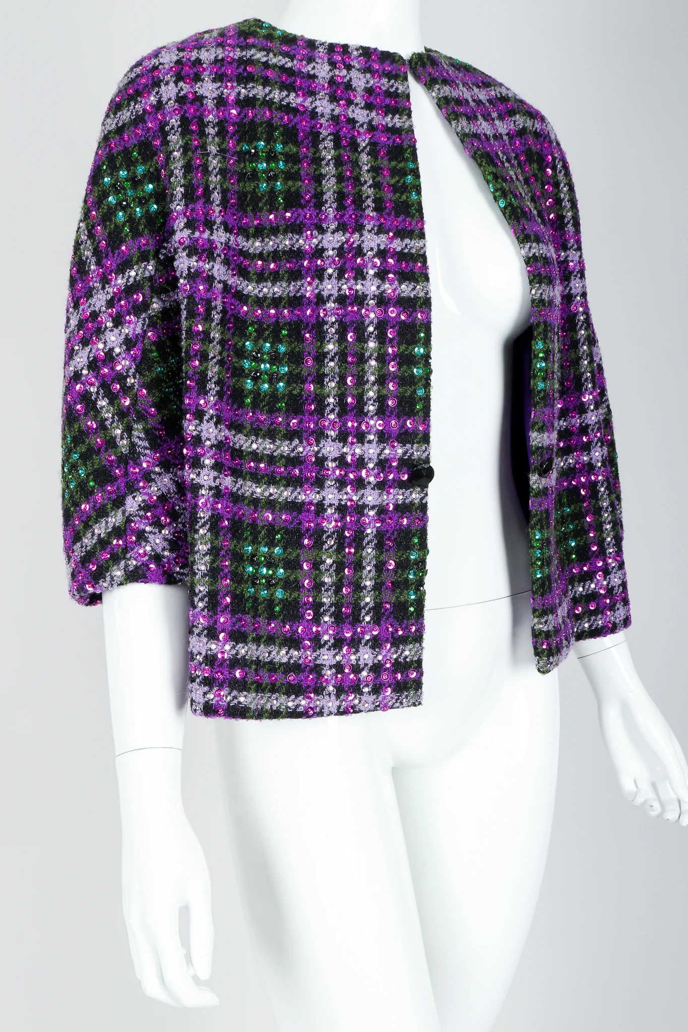 Sequin Plaid Boxy Jacket - Image 3