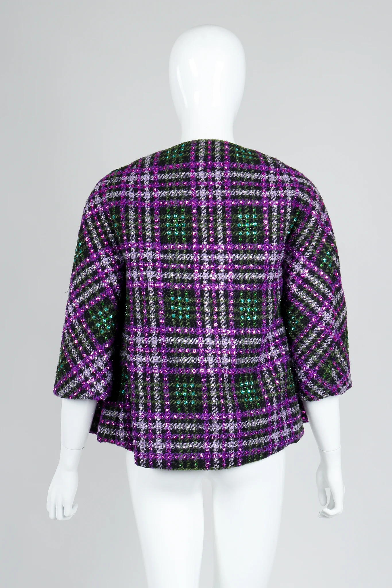 Sequin Plaid Boxy Jacket - Image 6