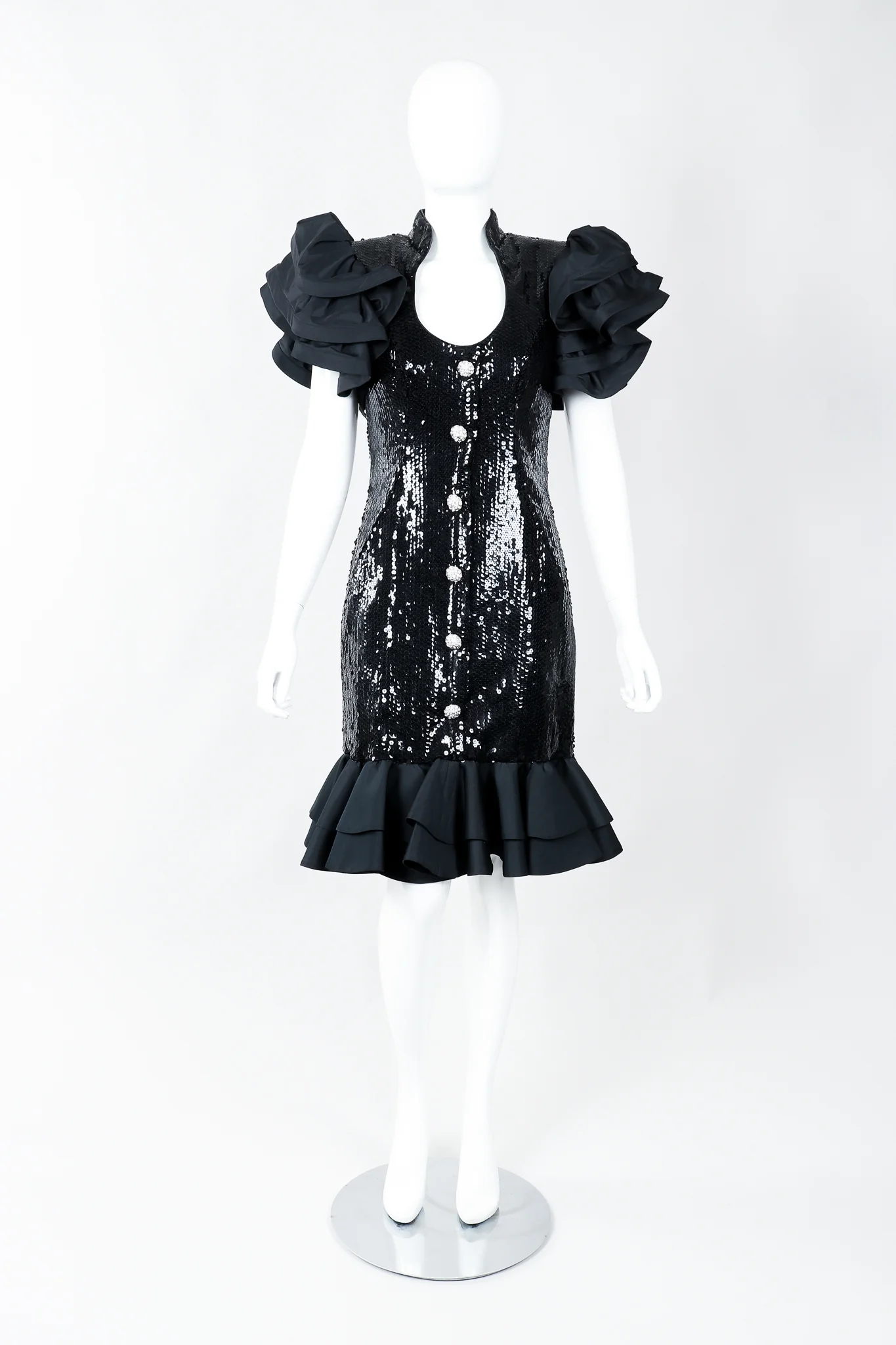 Sequin Ruffle Shoulder Dress - Image 4