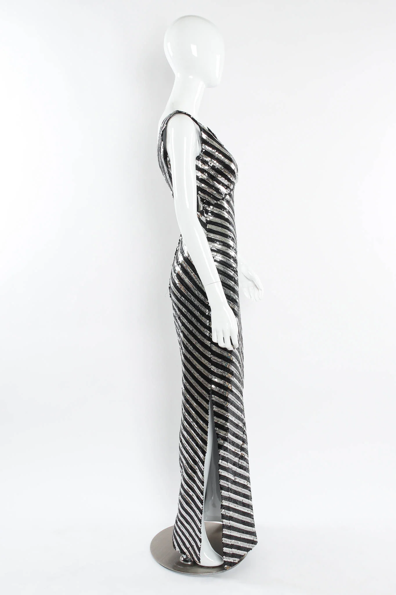 Sequin Stripe Bodycon Dress - Image 2