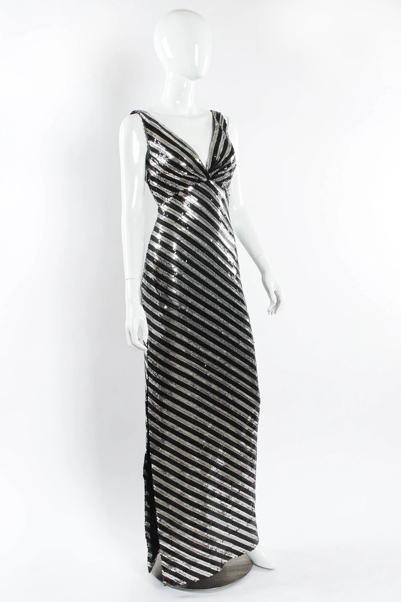 Sequin Stripe Bodycon Dress - Image 4