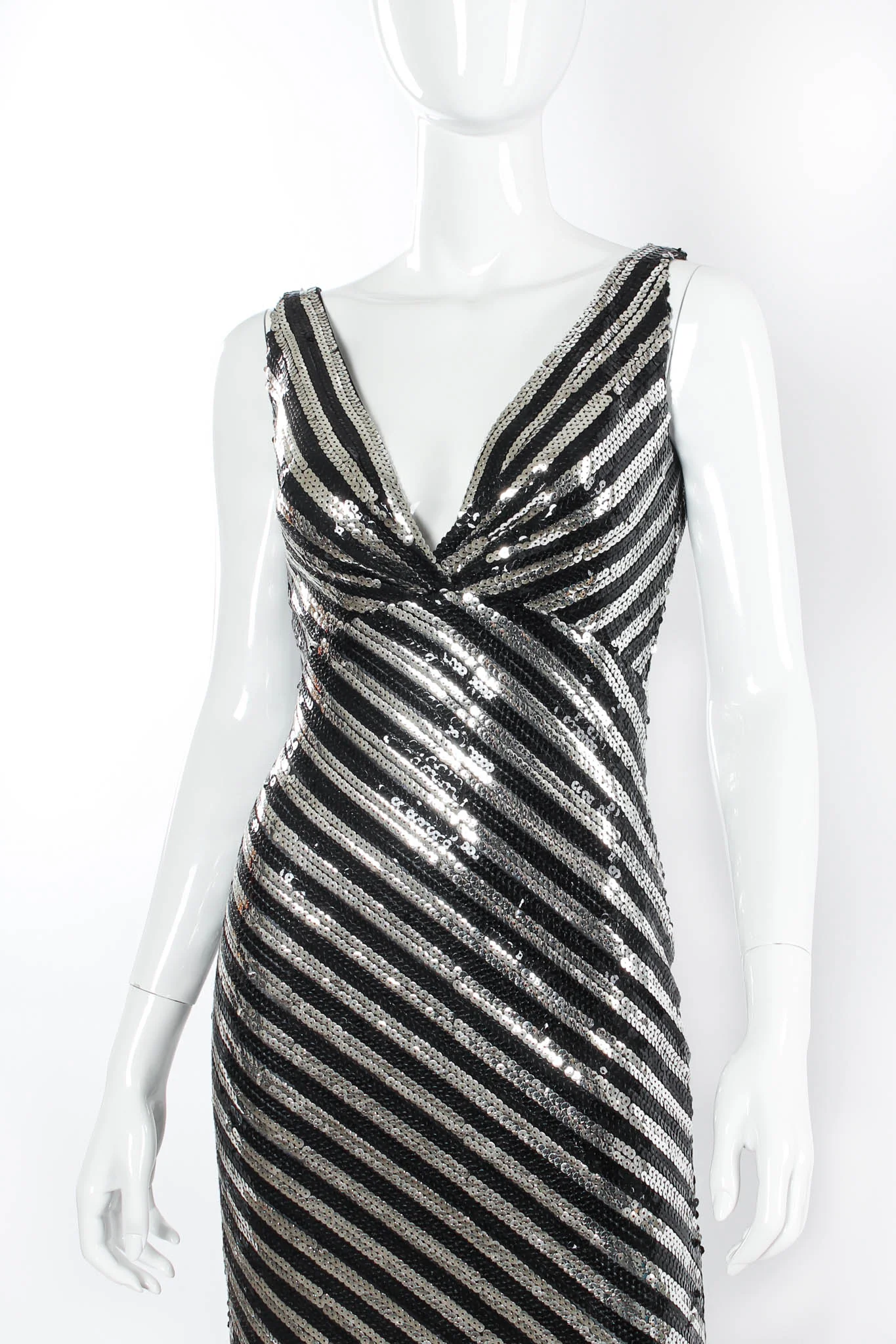 Sequin Stripe Bodycon Dress - Image 5