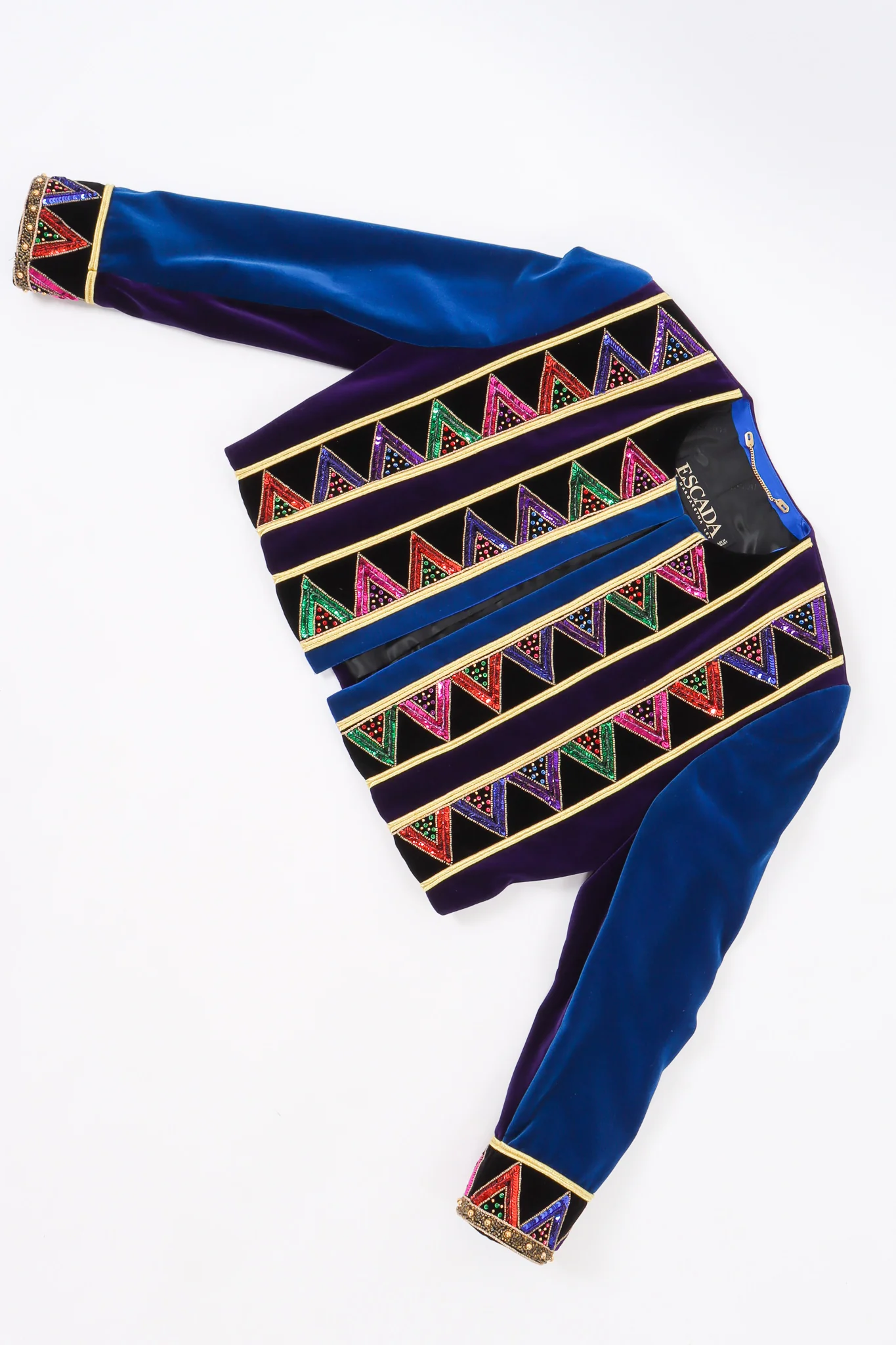 Chevron Sequined Velvet Boxy Jacket - Image 11