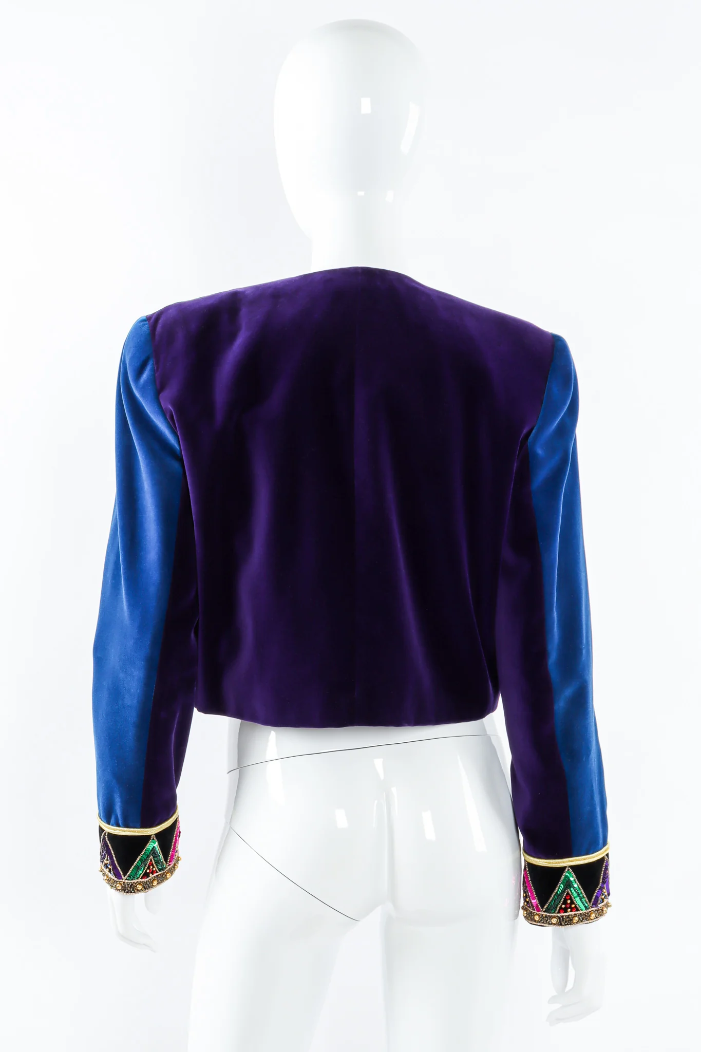 Chevron Sequined Velvet Boxy Jacket - Image 5
