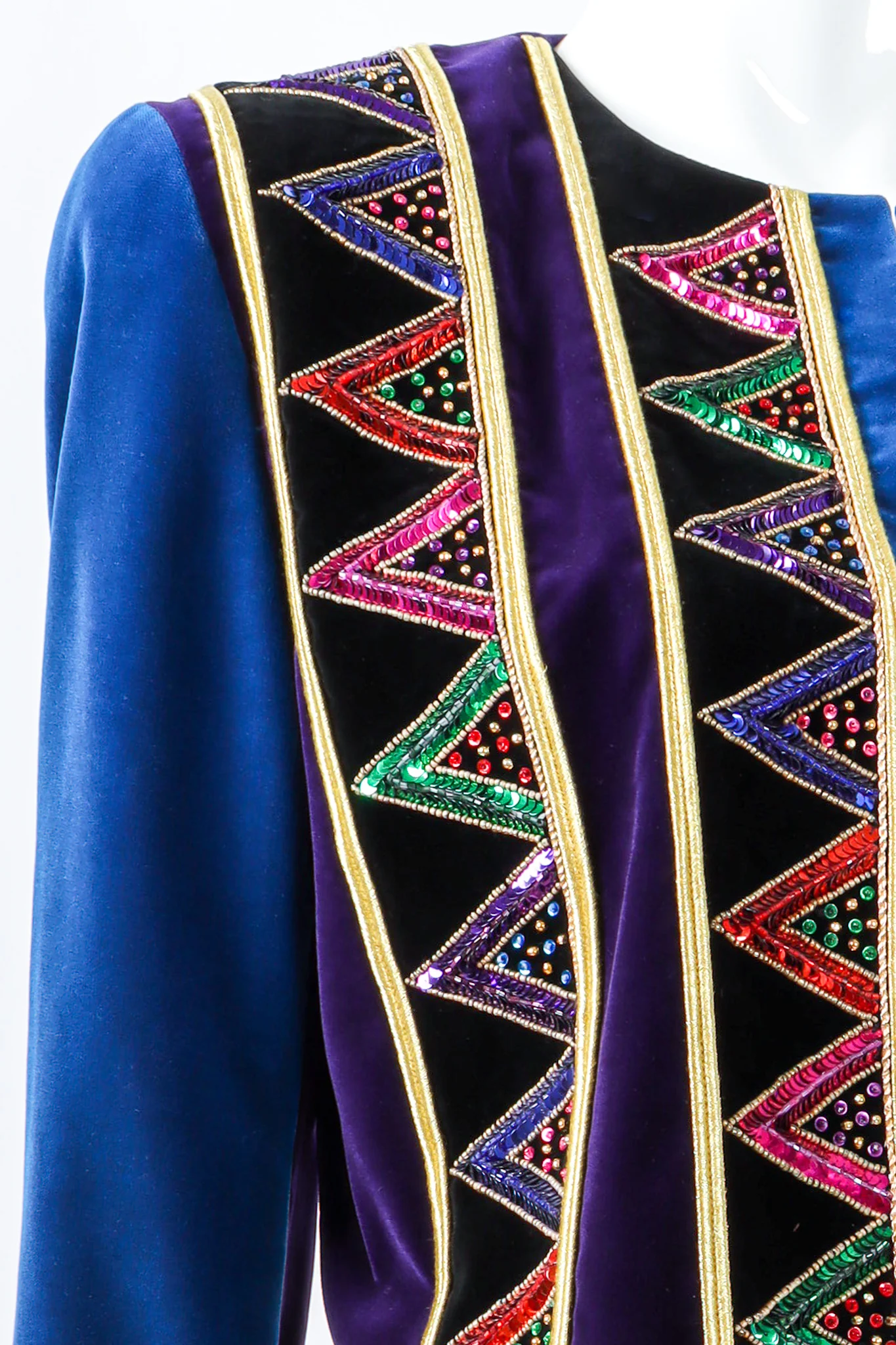 Chevron Sequined Velvet Boxy Jacket - Image 7