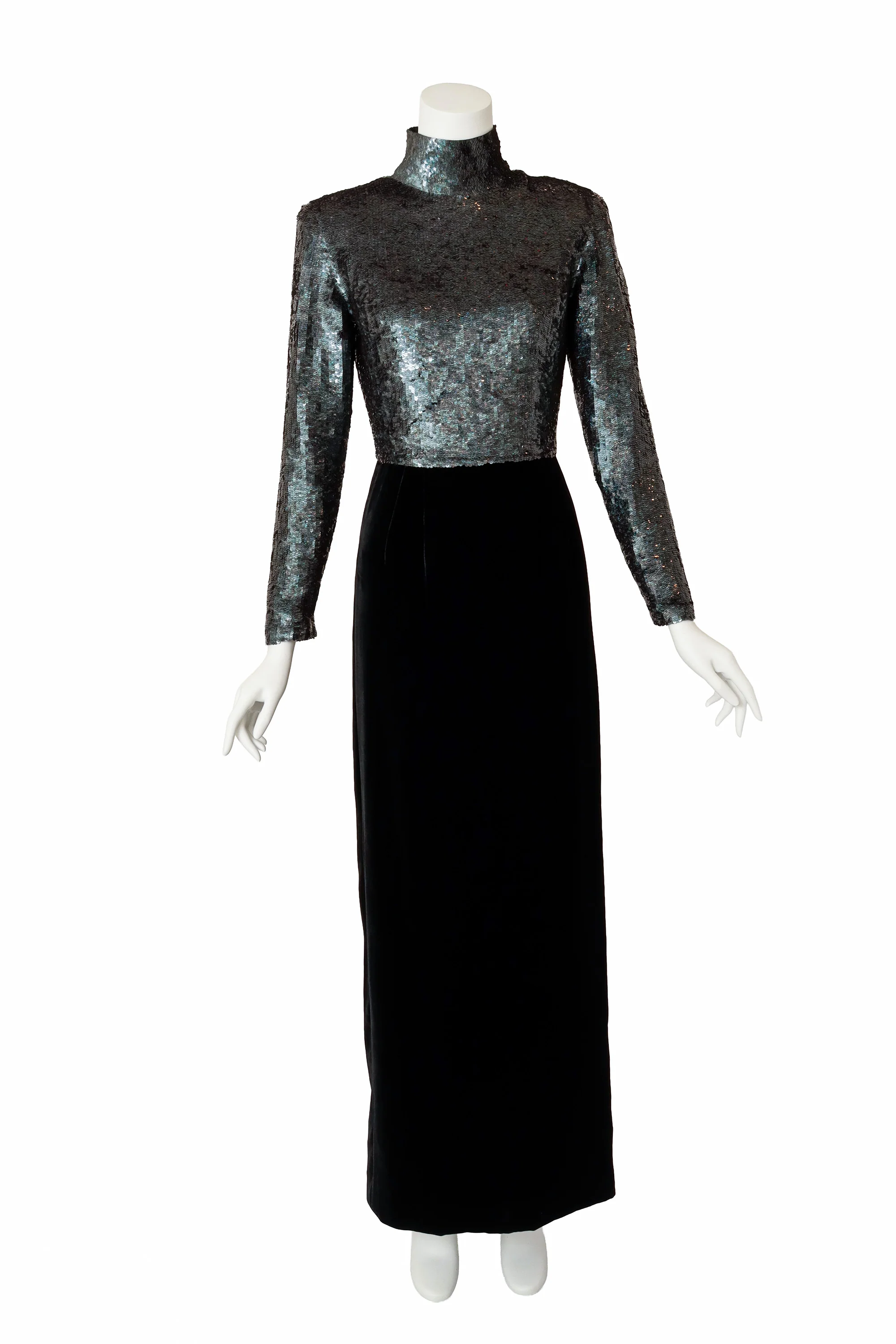 Sequin Velvet Column Gown
