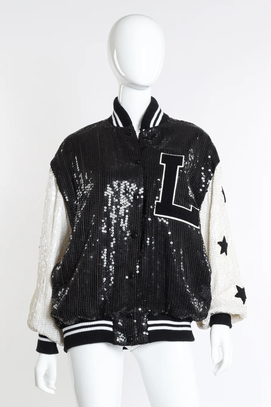 Sequined Letterman Bomber Jacket
