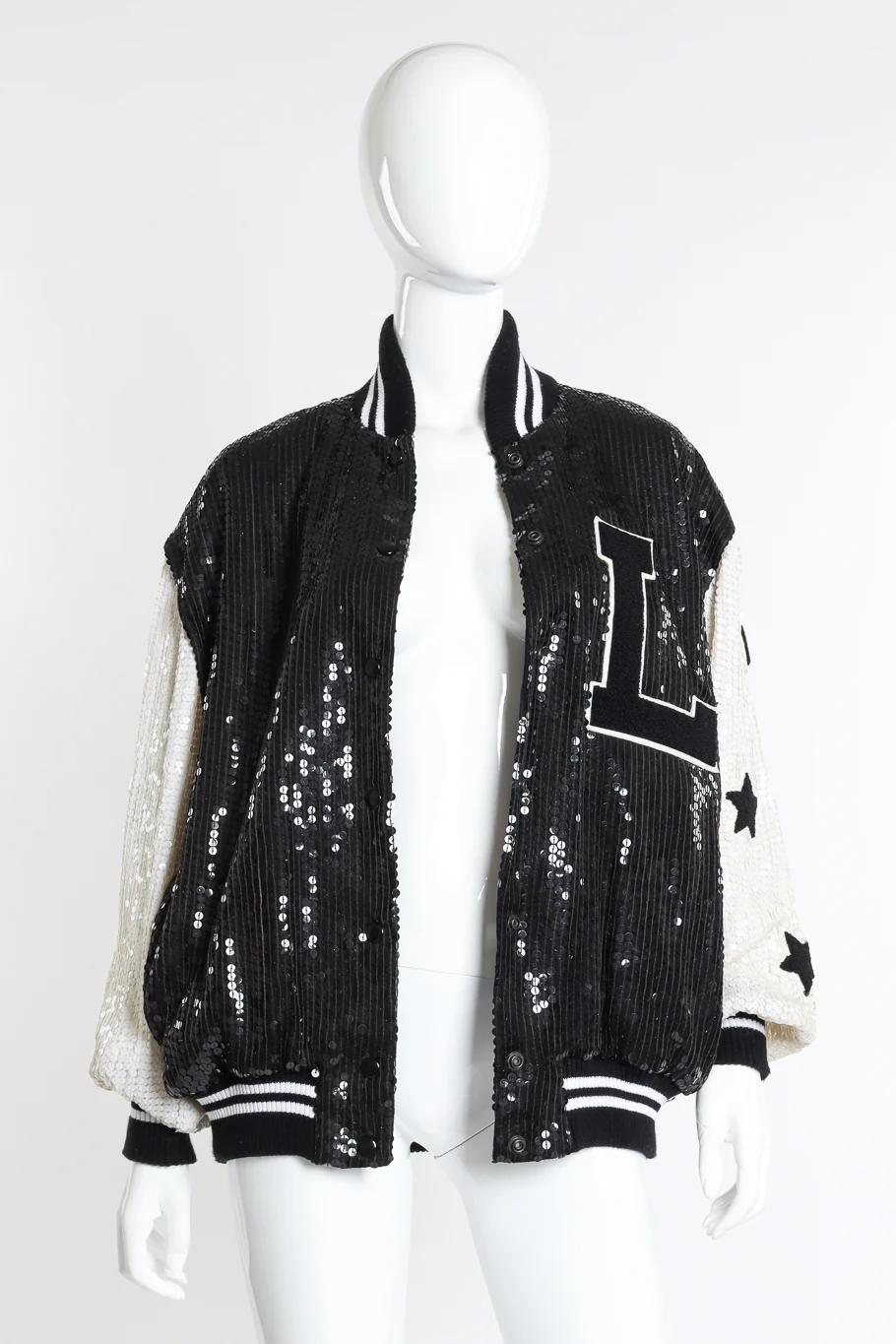 Sequined Letterman Bomber Jacket - Image 4
