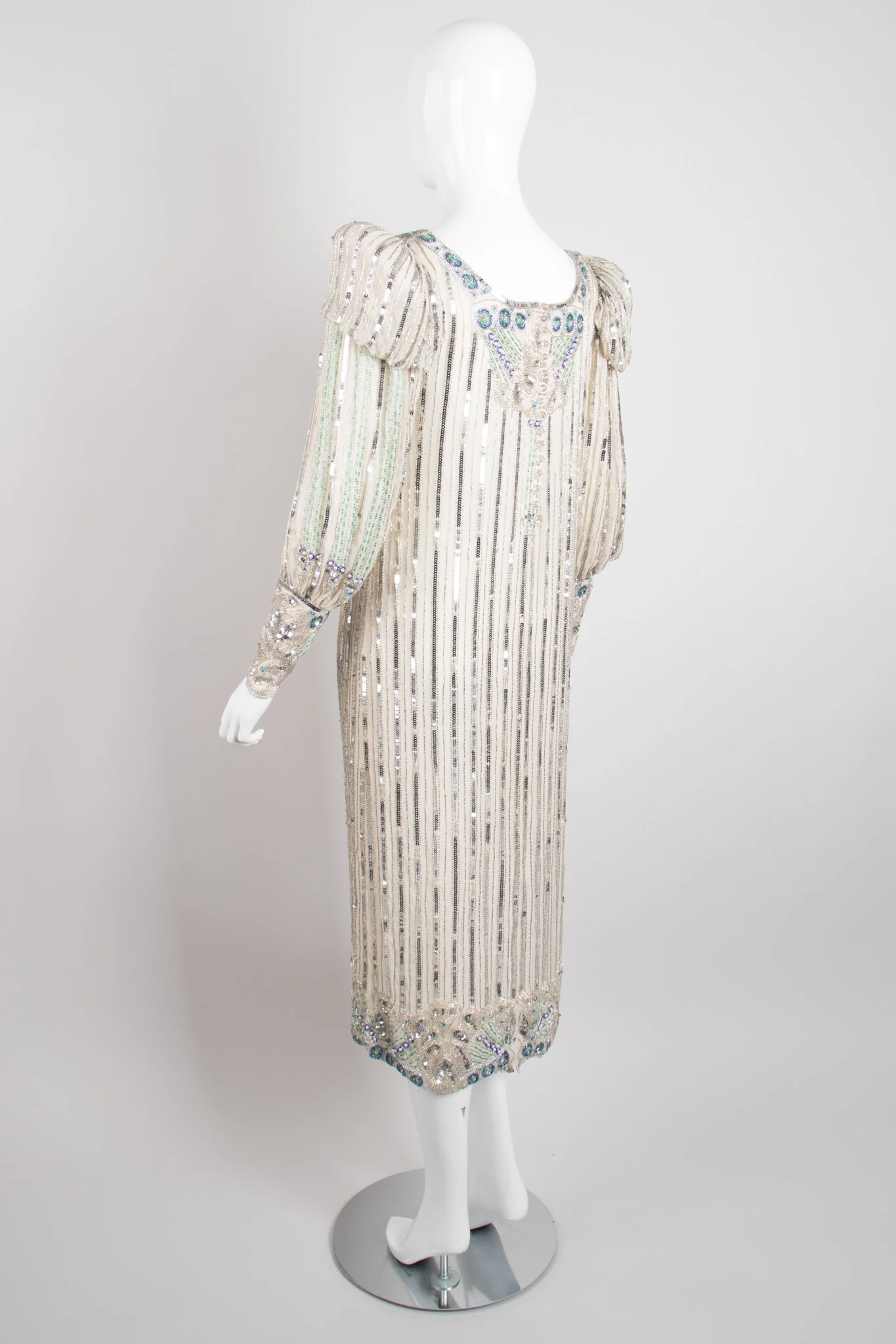 Sequined Puff Sleeve Deco Dress - Image 5
