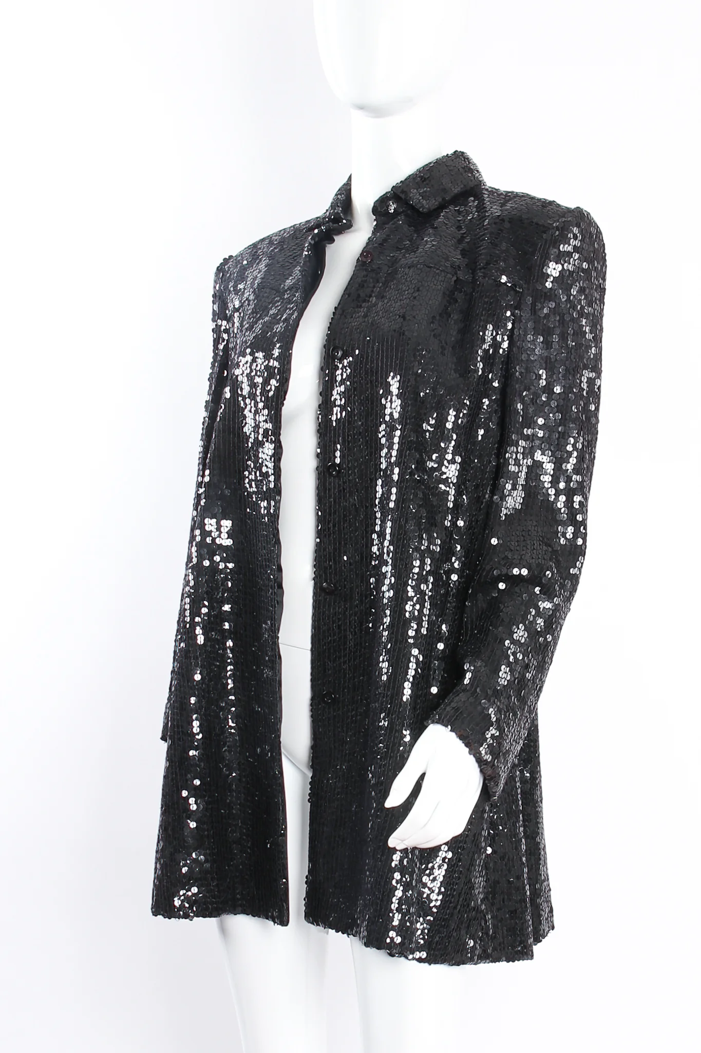 Sequined Yoke Seam Swing Jacket