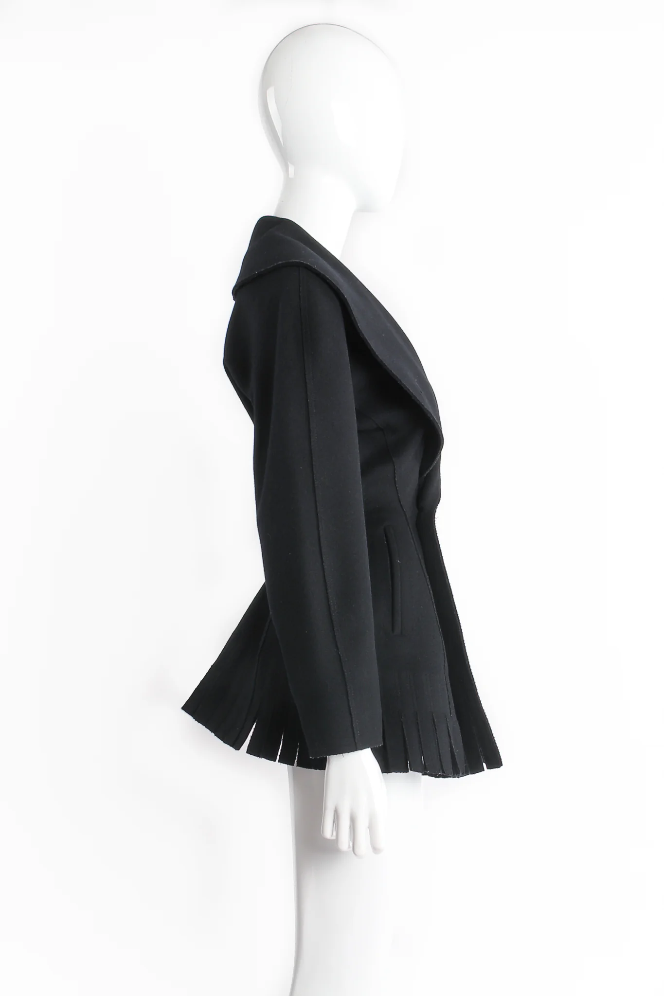 Shawl Collar Wool Peplum Jacket - Image 5