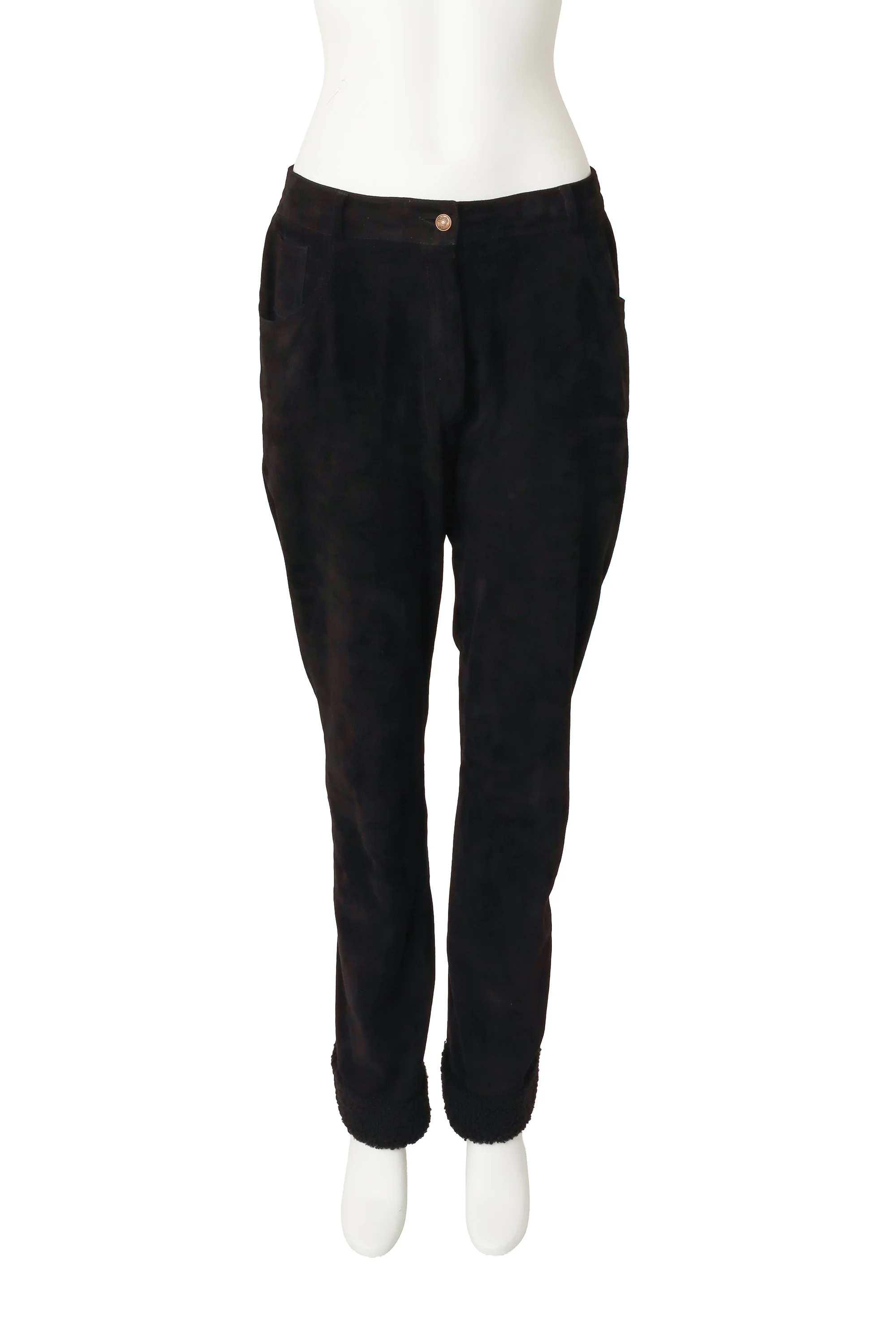 Shearling Trim Suede Pants