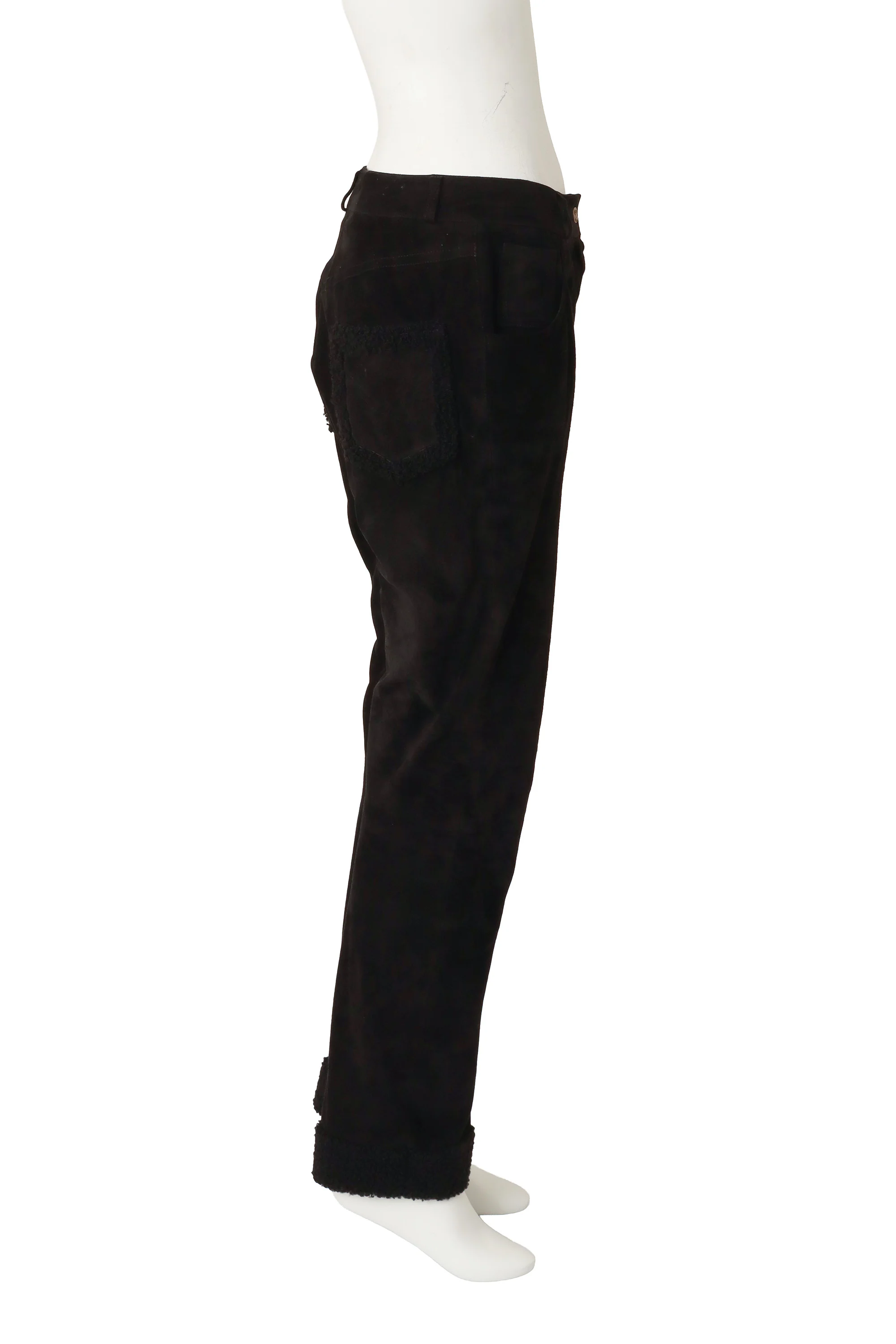 Shearling Trim Suede Pants - Image 2