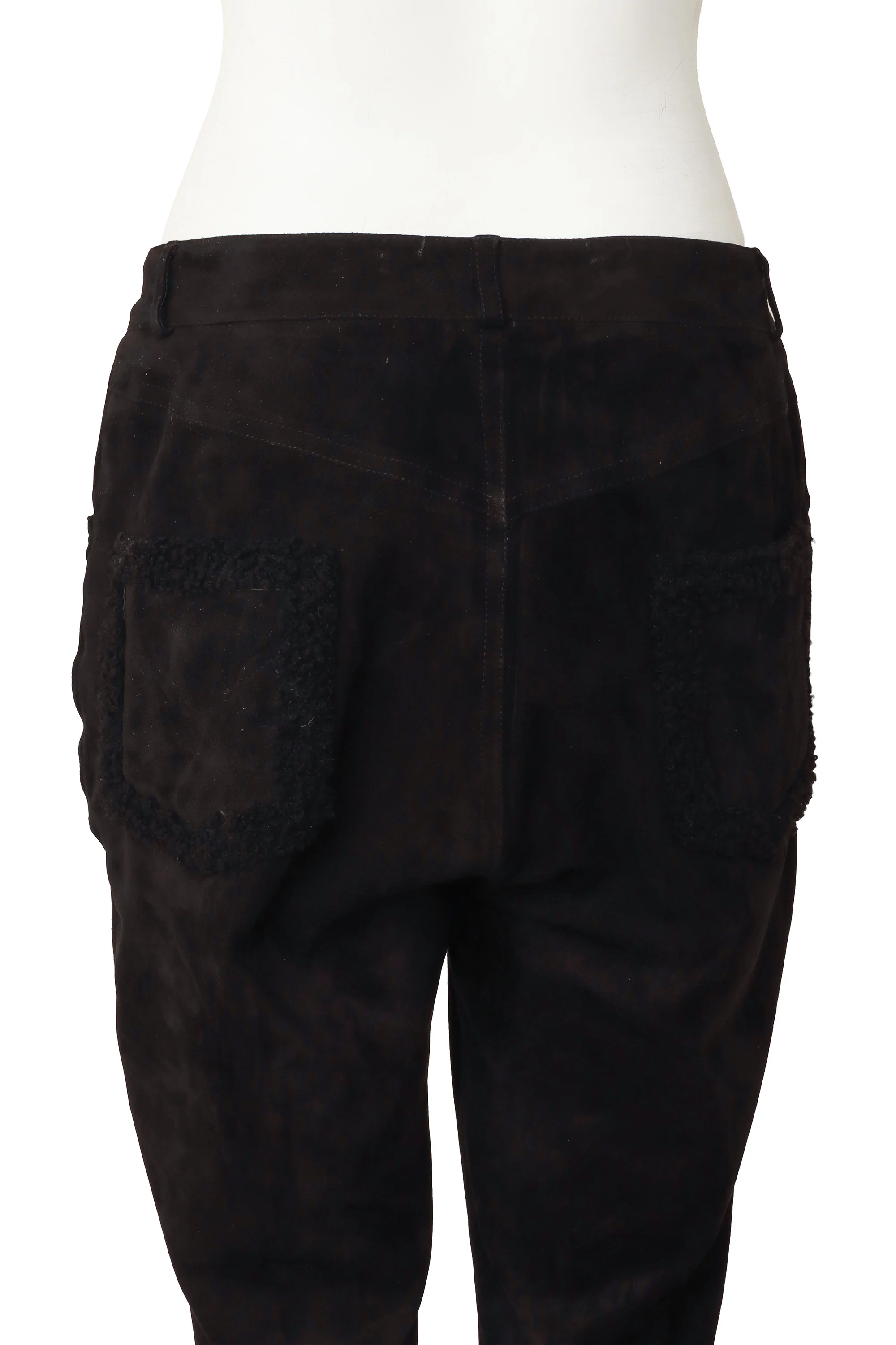 Shearling Trim Suede Pants - Image 4