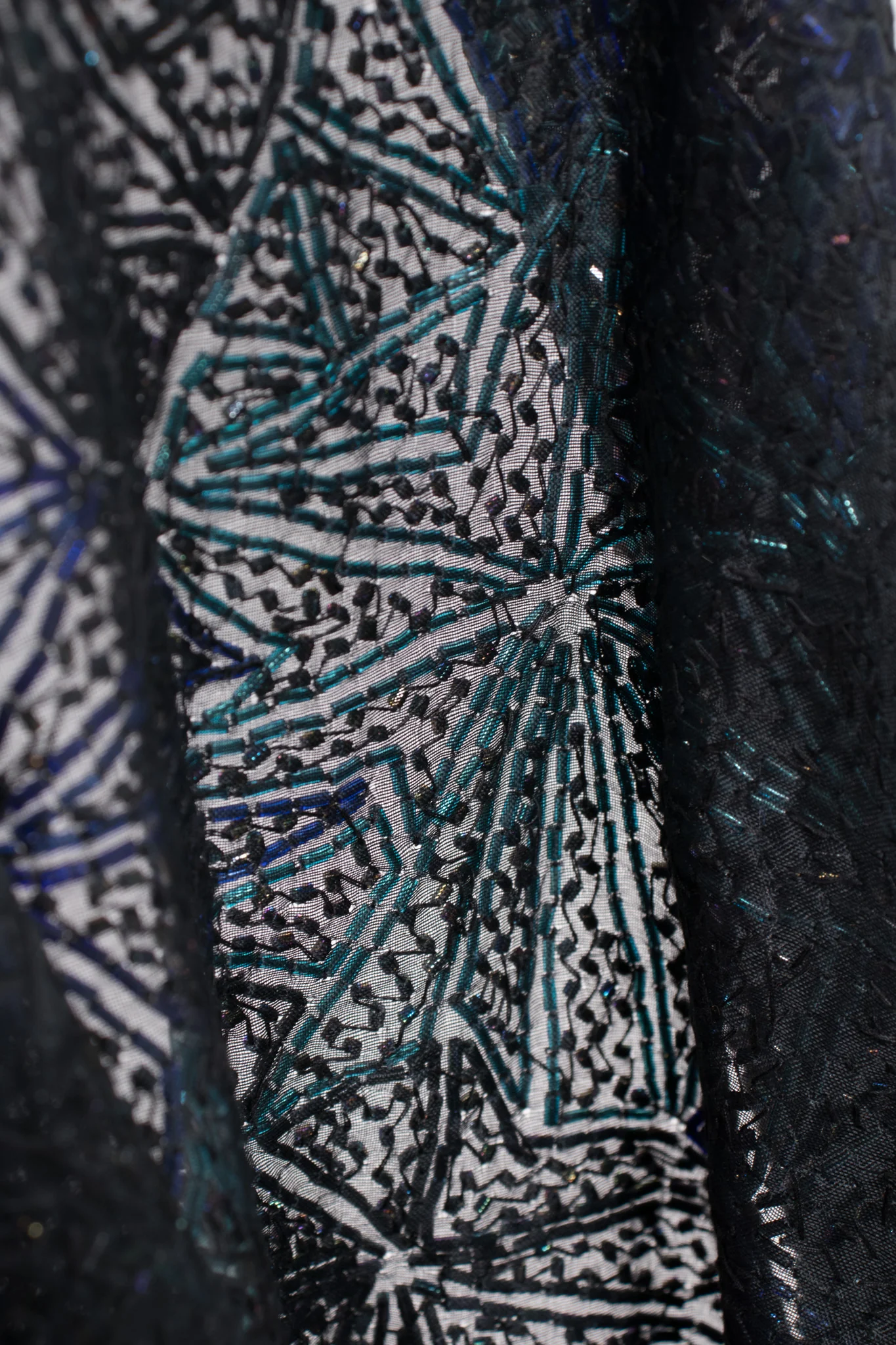 Sheer Blue Beaded Shift Gown - Image 13