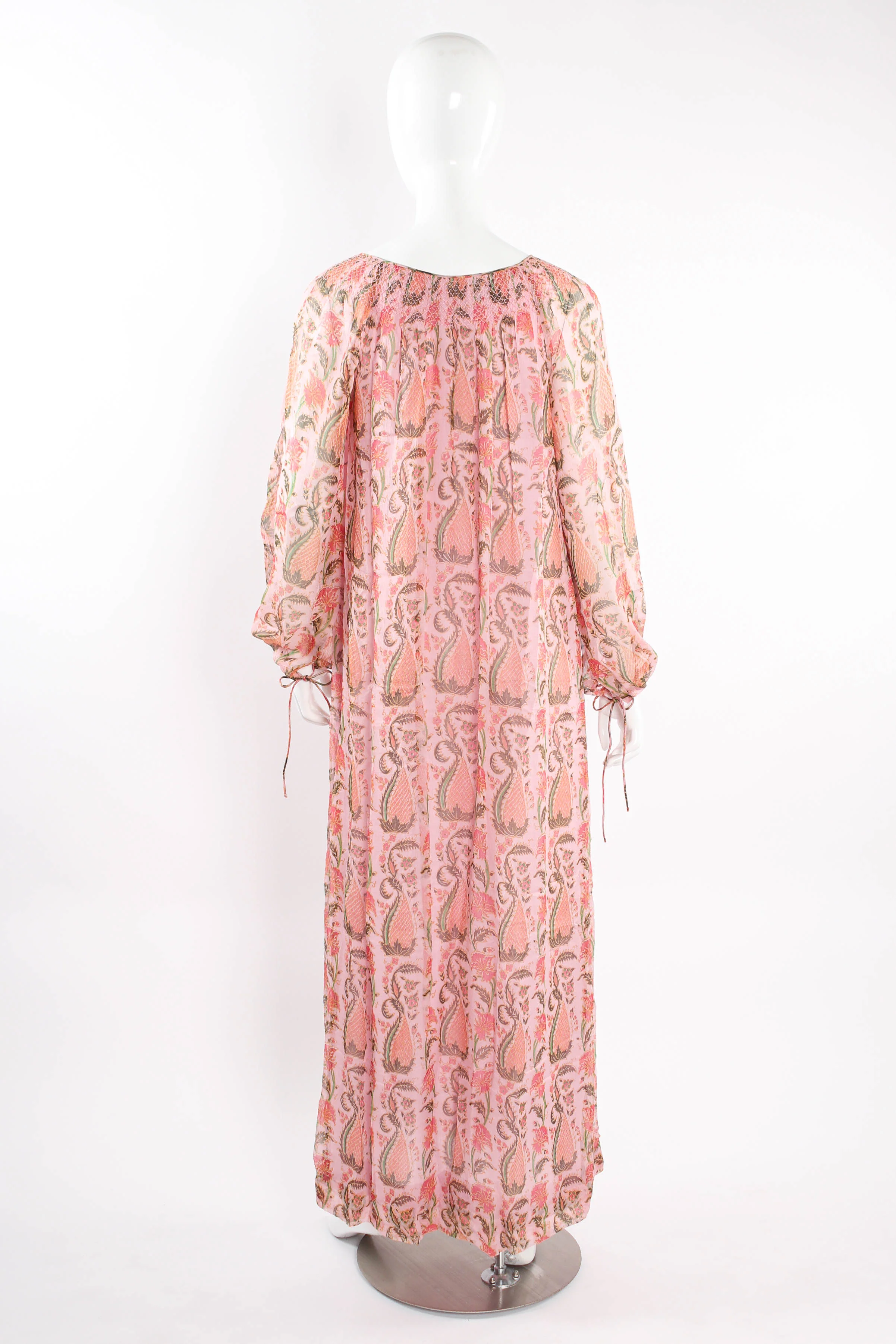 Sheer Botanical Peasant Dress - Image 5