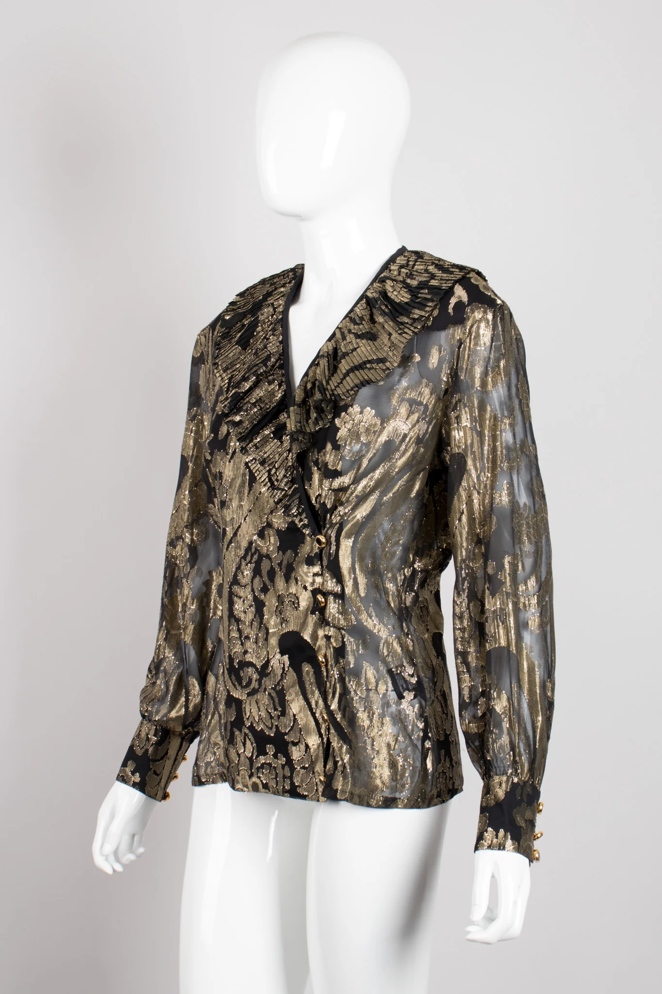 Sheer Brocade Wrap Blouse - Image 3