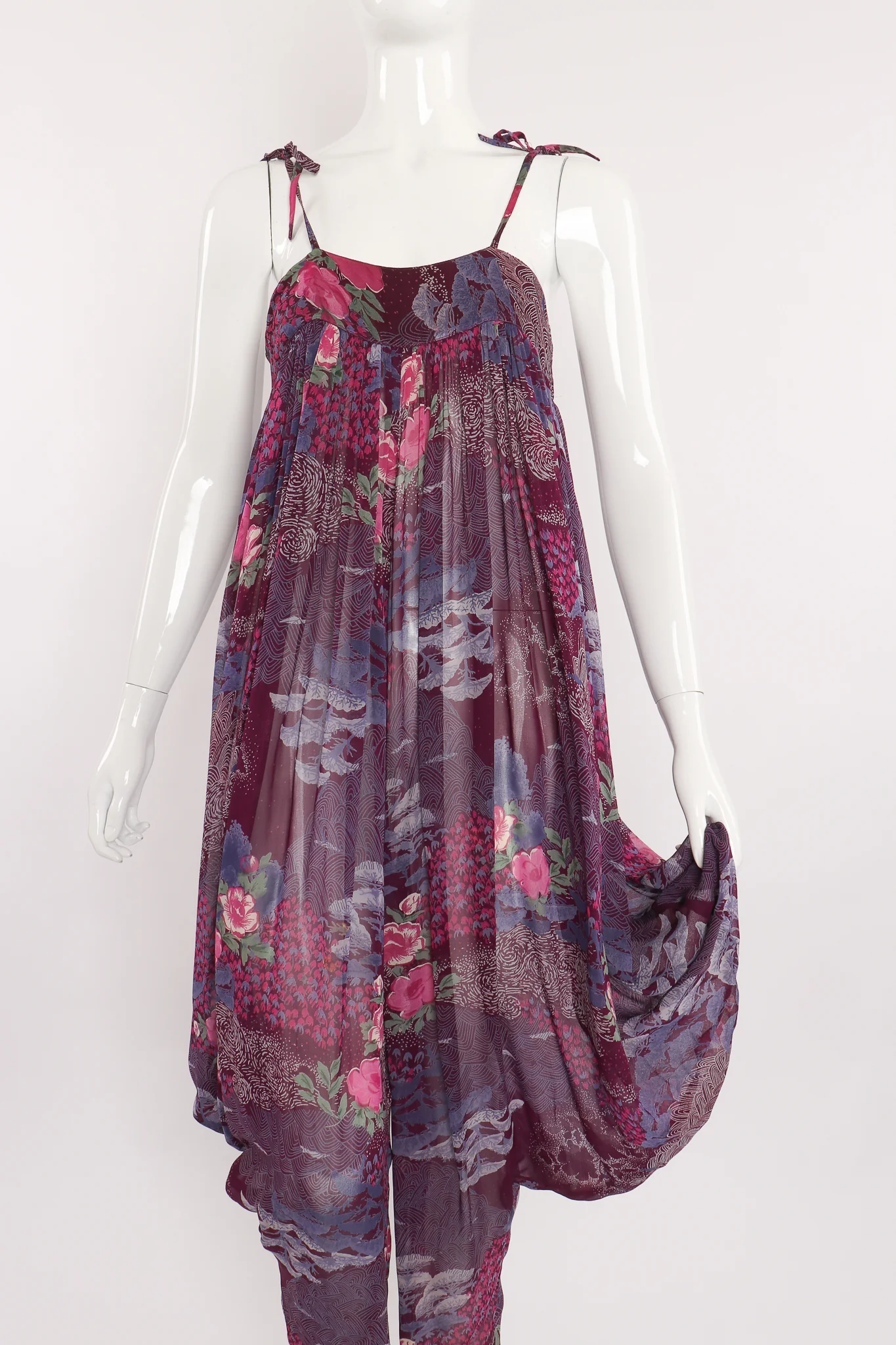 Sheer Floral Harem Jumpsuit - Image 3