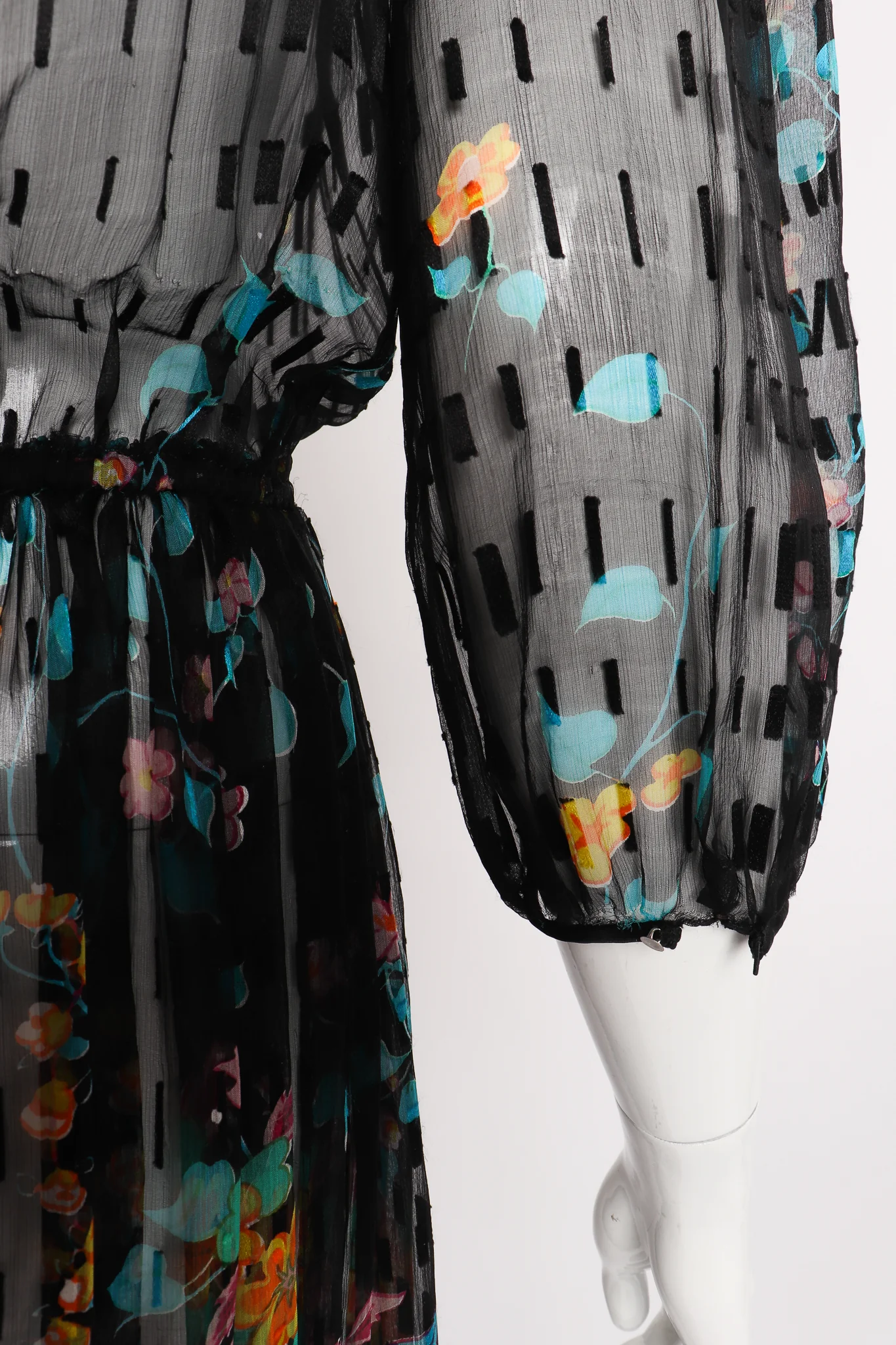 Sheer Floral Puff Sleeve Dress - Image 10