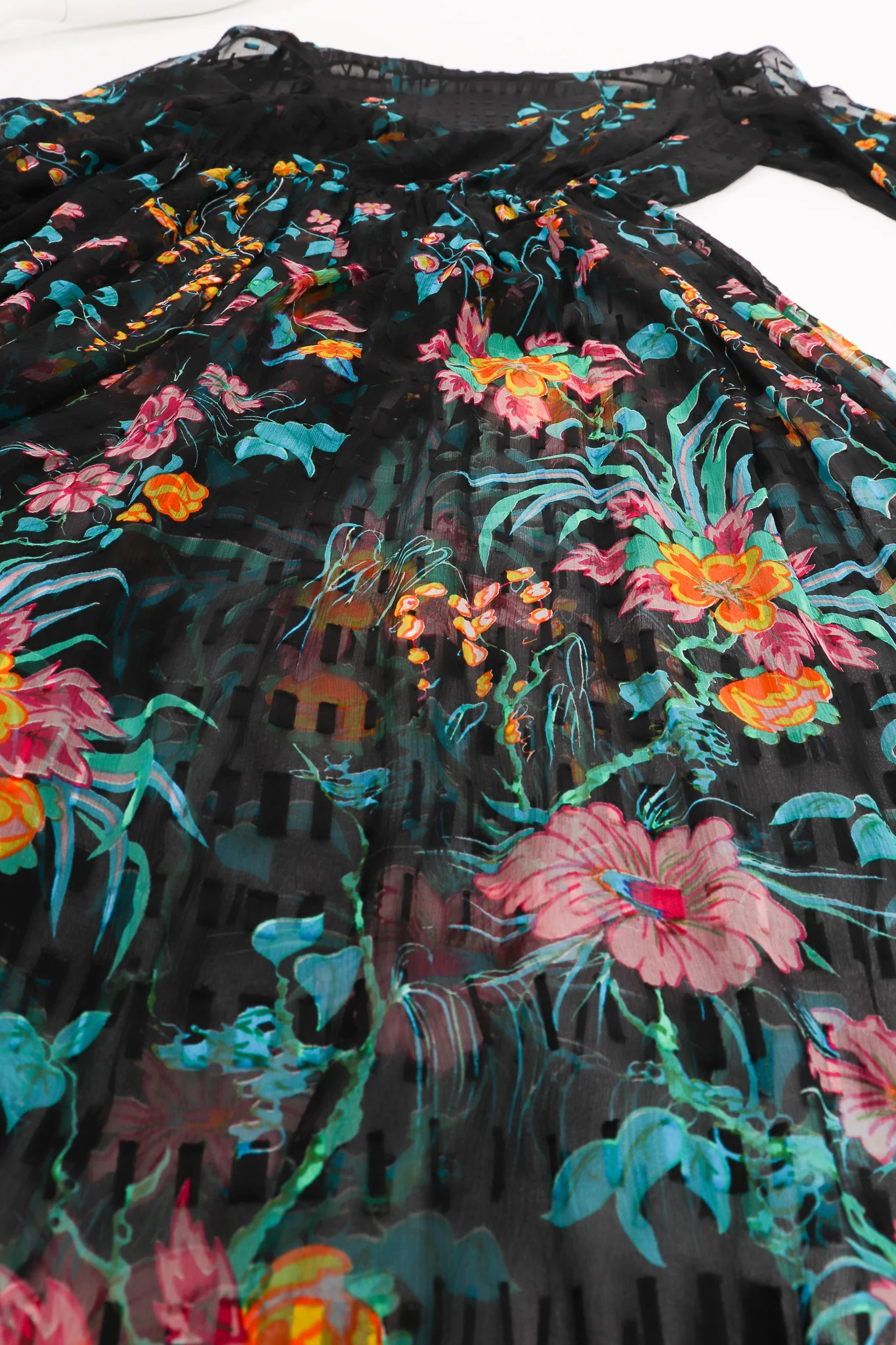 Sheer Floral Puff Sleeve Dress - Image 13
