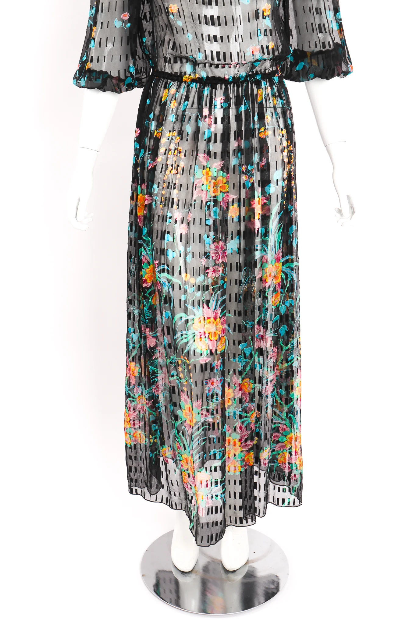 Sheer Floral Puff Sleeve Dress - Image 7