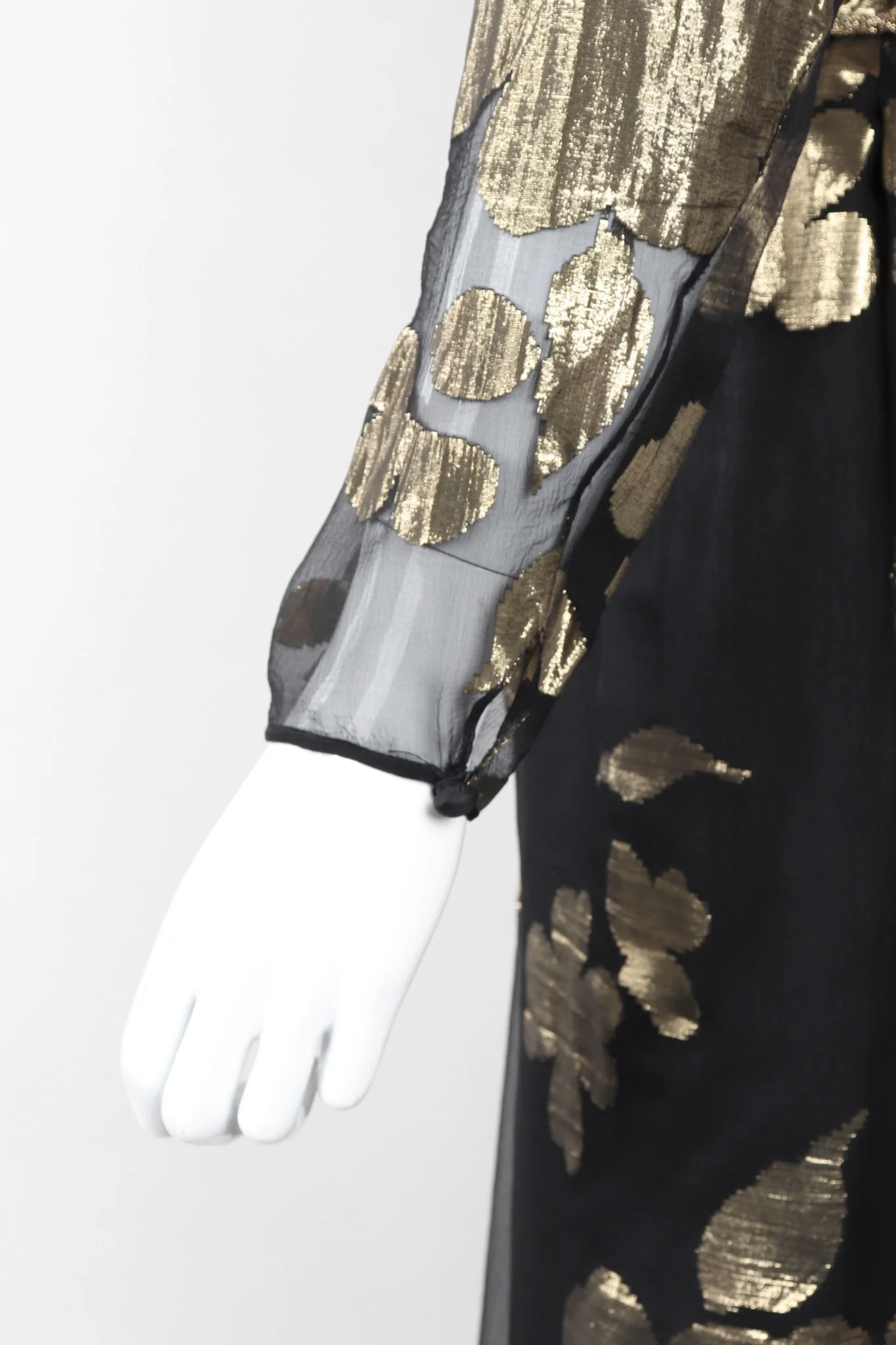 Sheer Gold Lamé Draped Dress - Image 10