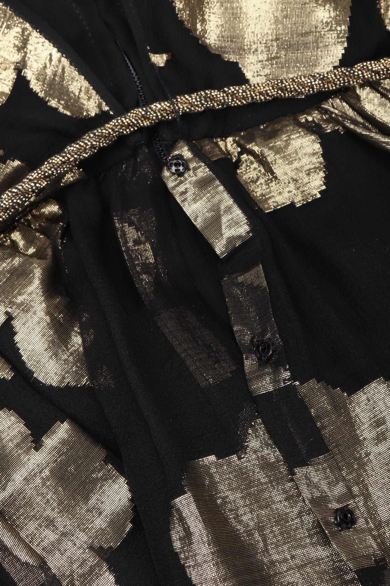 Sheer Gold Lamé Draped Dress - Image 16