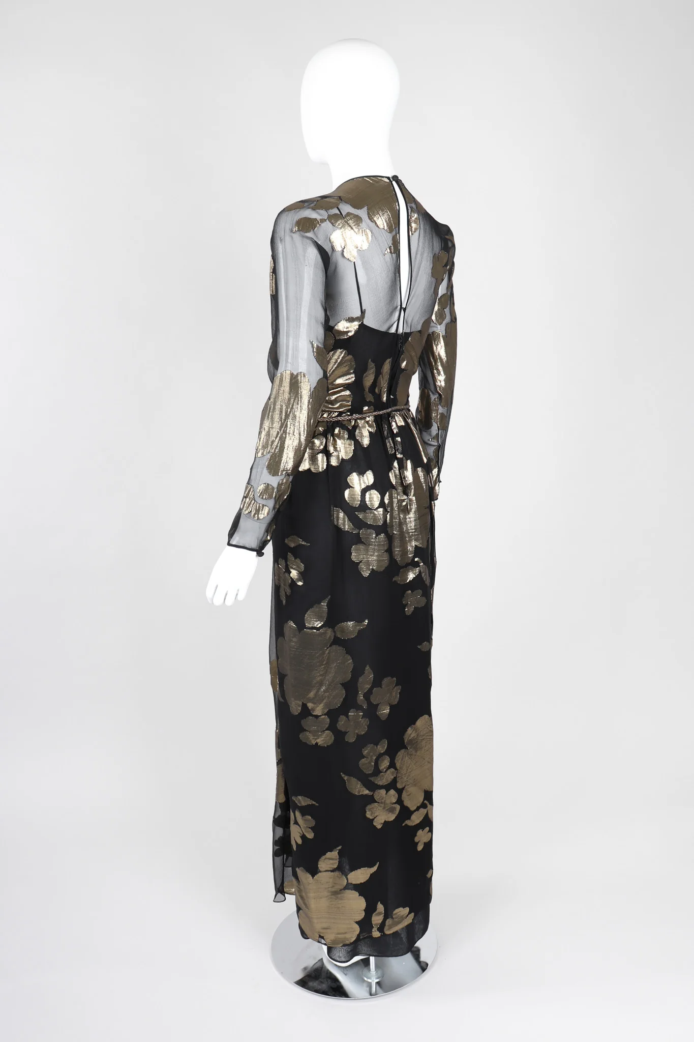 Sheer Gold Lamé Draped Dress - Image 5