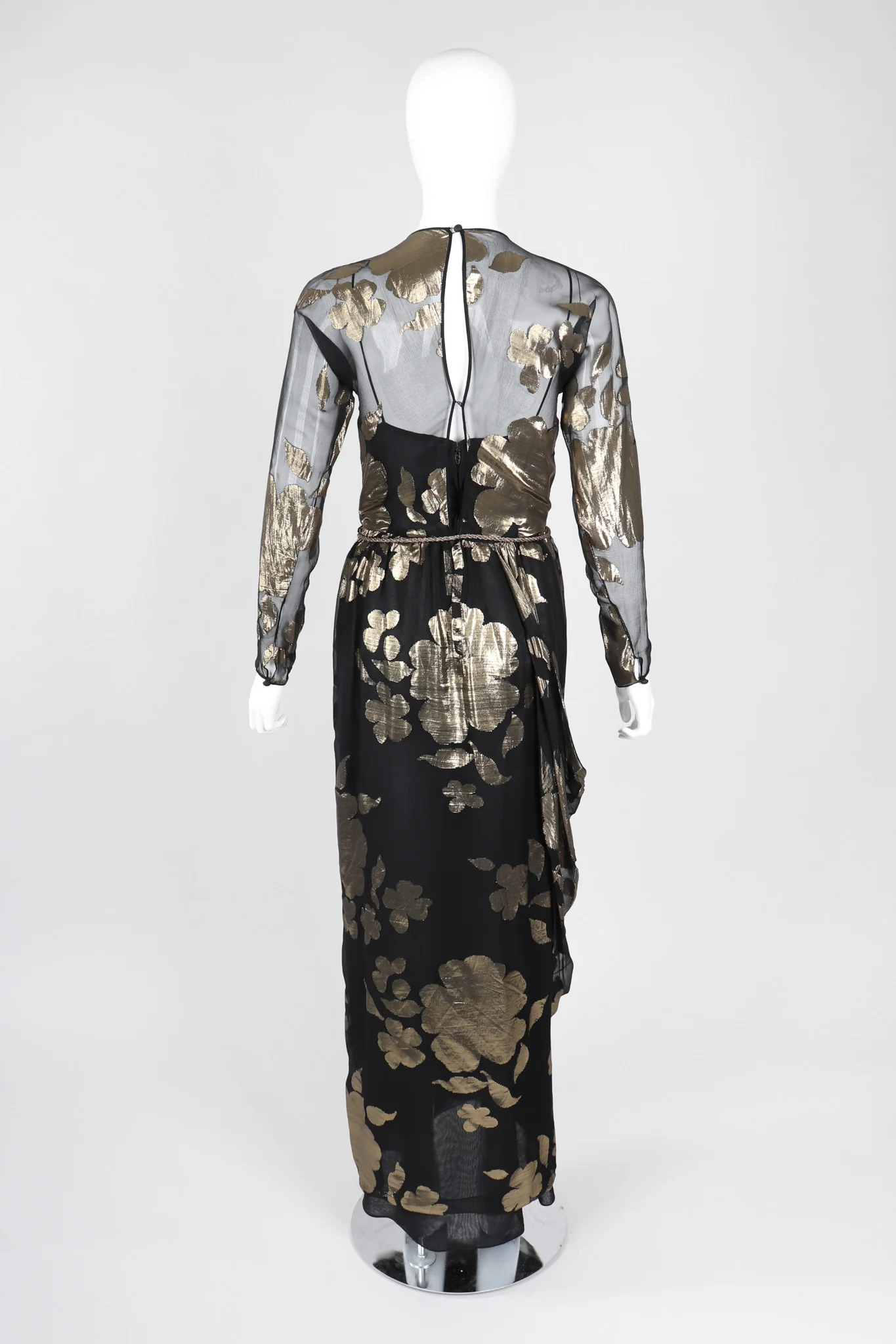 Sheer Gold Lamé Draped Dress - Image 6