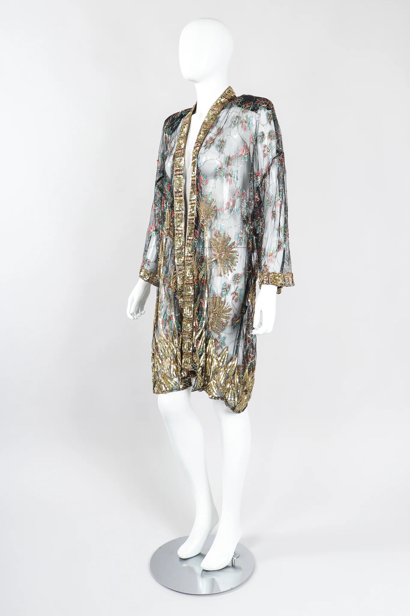 Sheer Embellished Duster Jacket