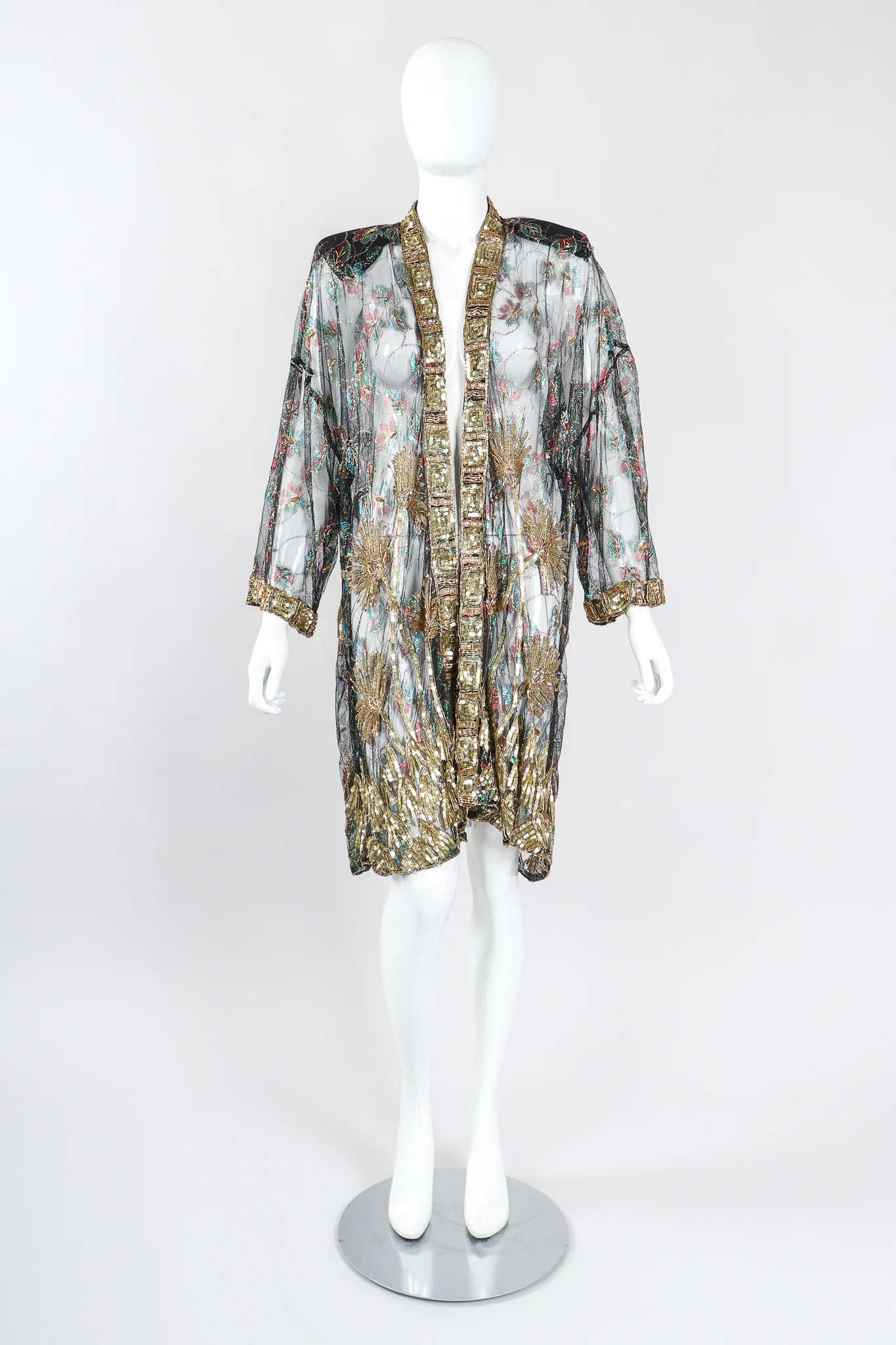 Sheer Embellished Duster Jacket - Image 2
