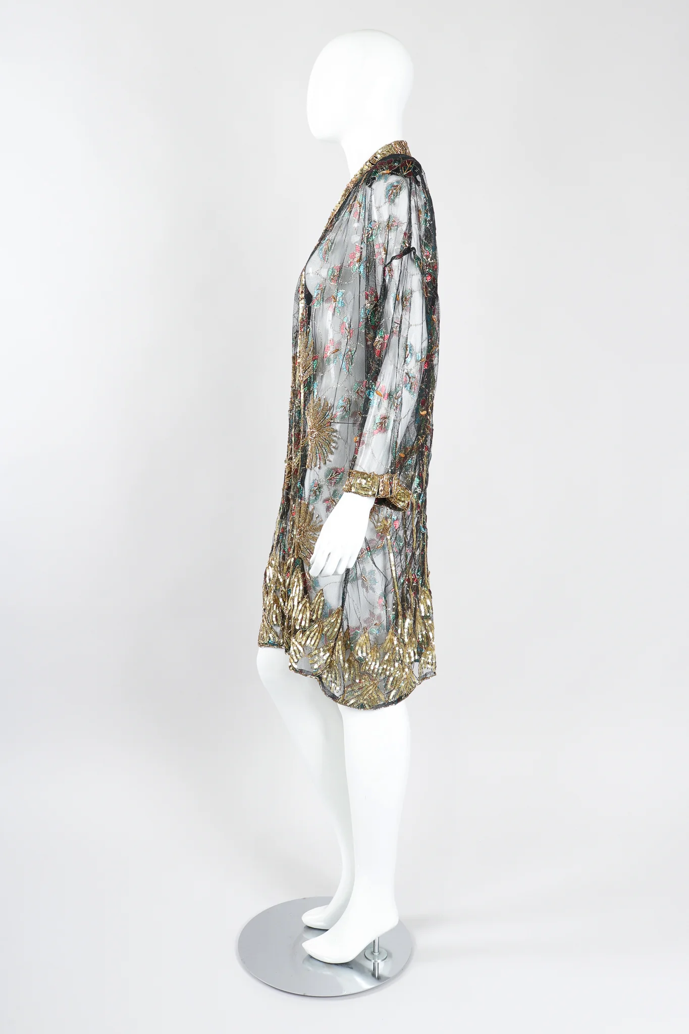Sheer Embellished Duster Jacket - Image 3