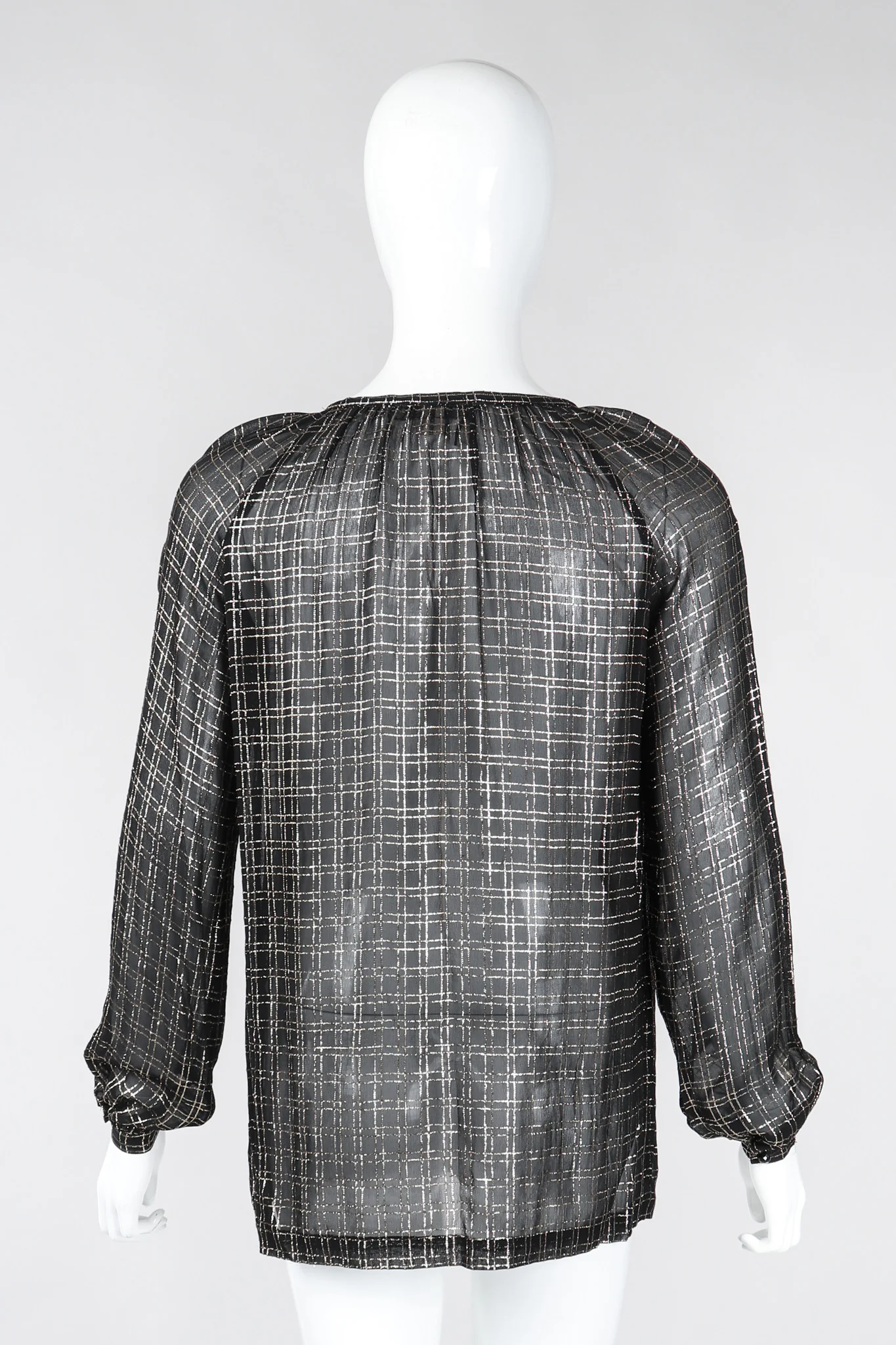 Sheer Lamé Double Grid Blouse - Image 6