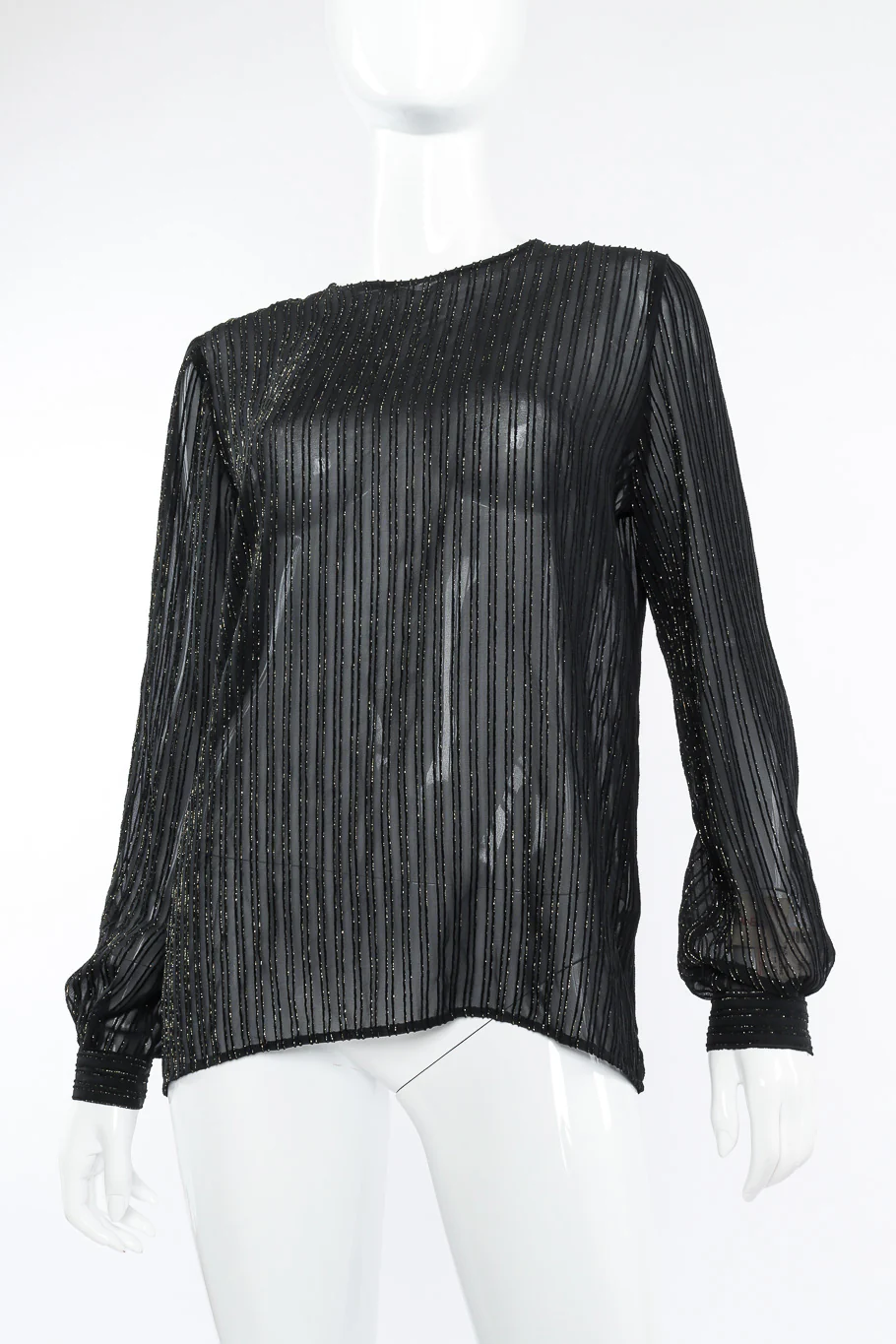 Sheer Lamé Striped Blouse