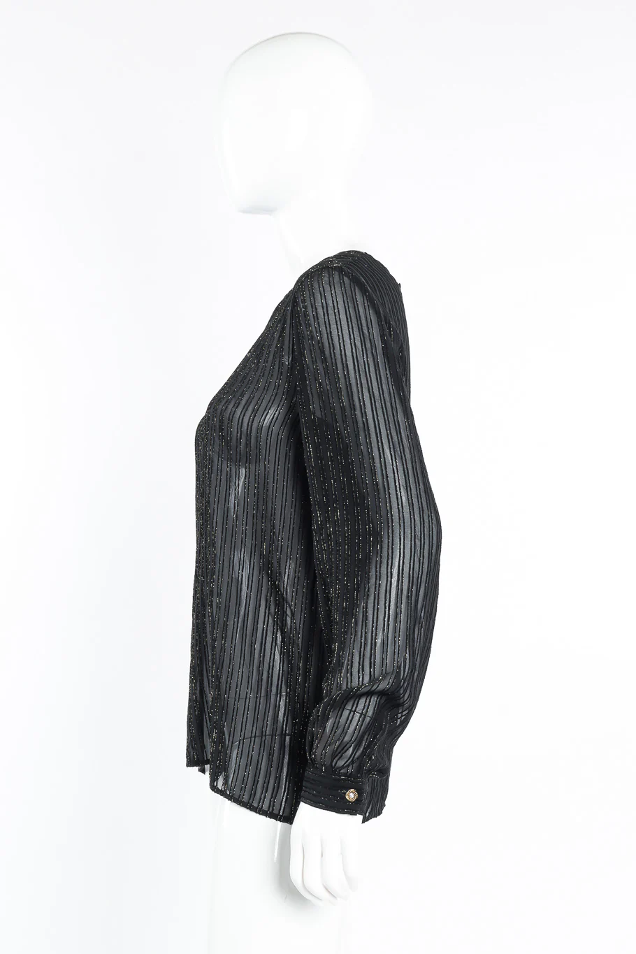 Sheer Lamé Striped Blouse - Image 3